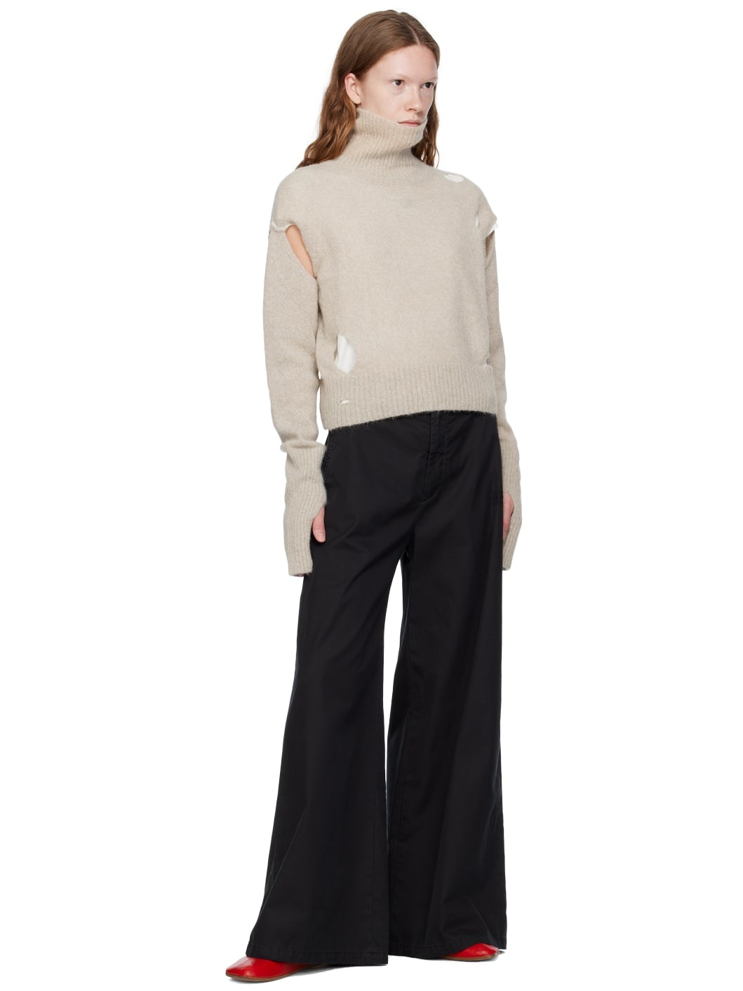 Black Embroidered Trousers - 4