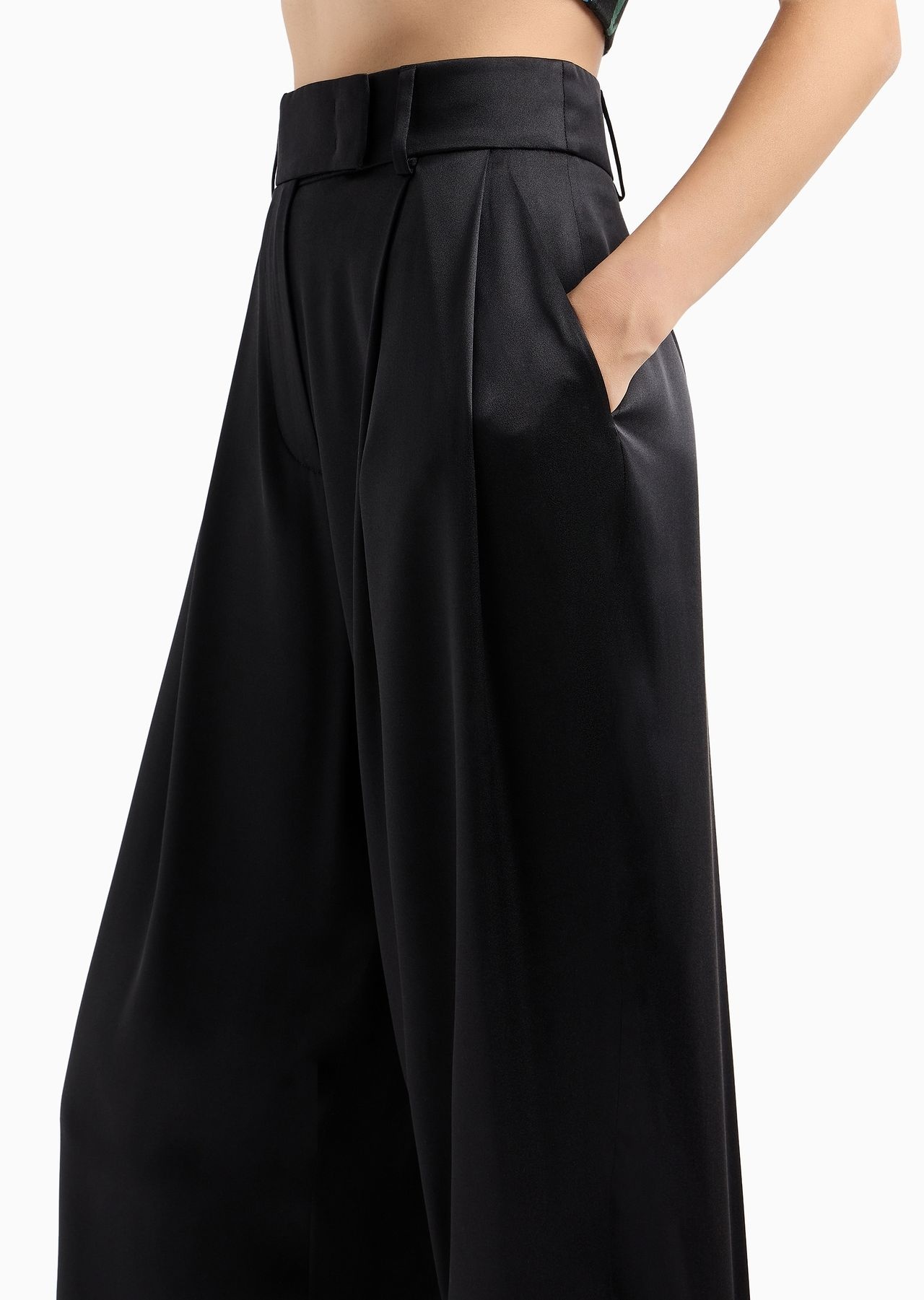 Double-sided silk-satin two-pleat trousers - 5