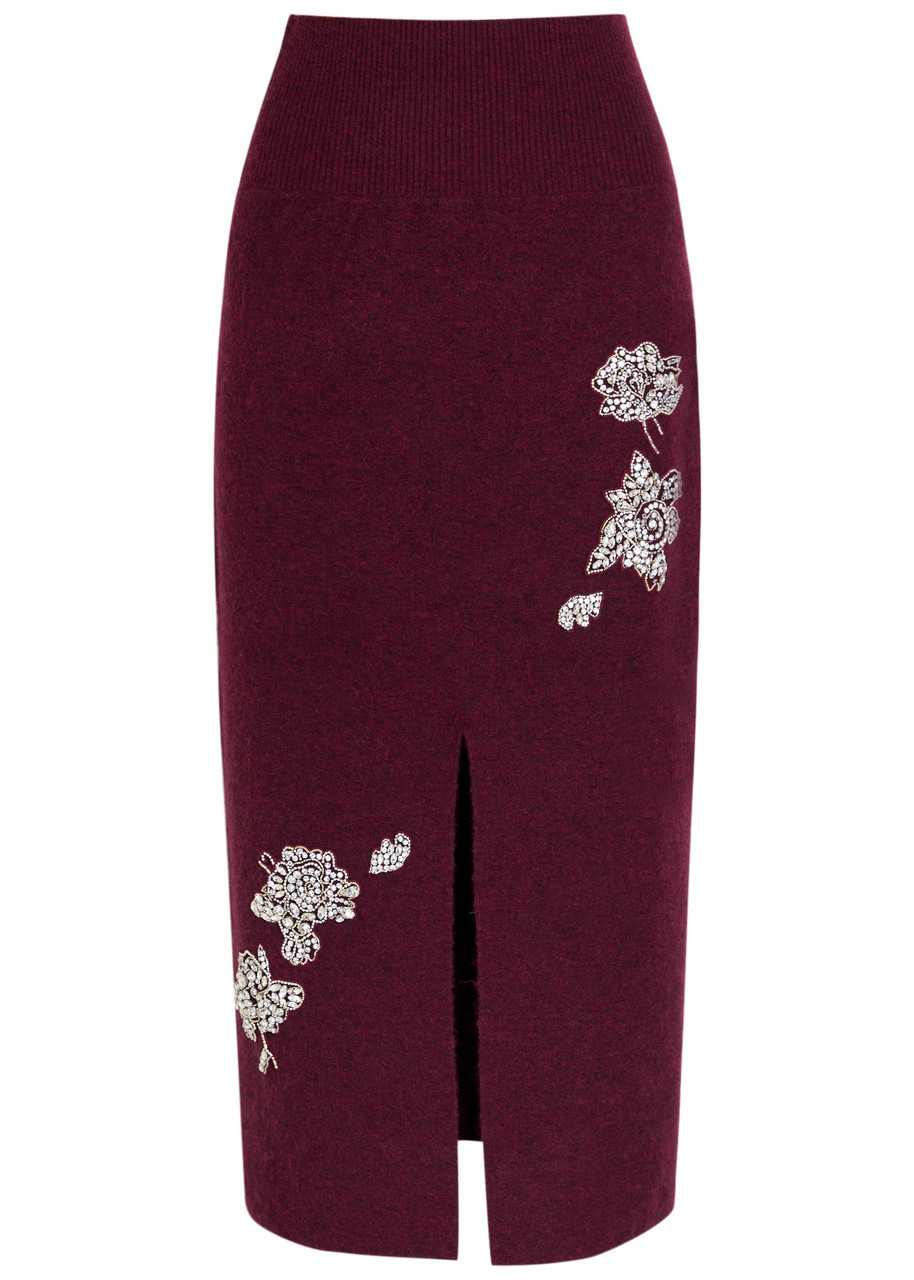 Erdem Embellished Knitted Midi Skirt - 1