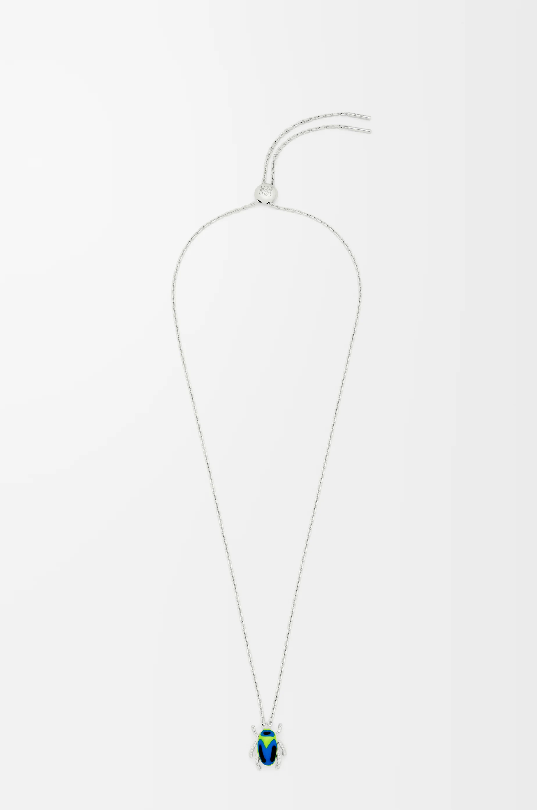 Scarabeo necklace in sterling silver, enamel and crystal - 1