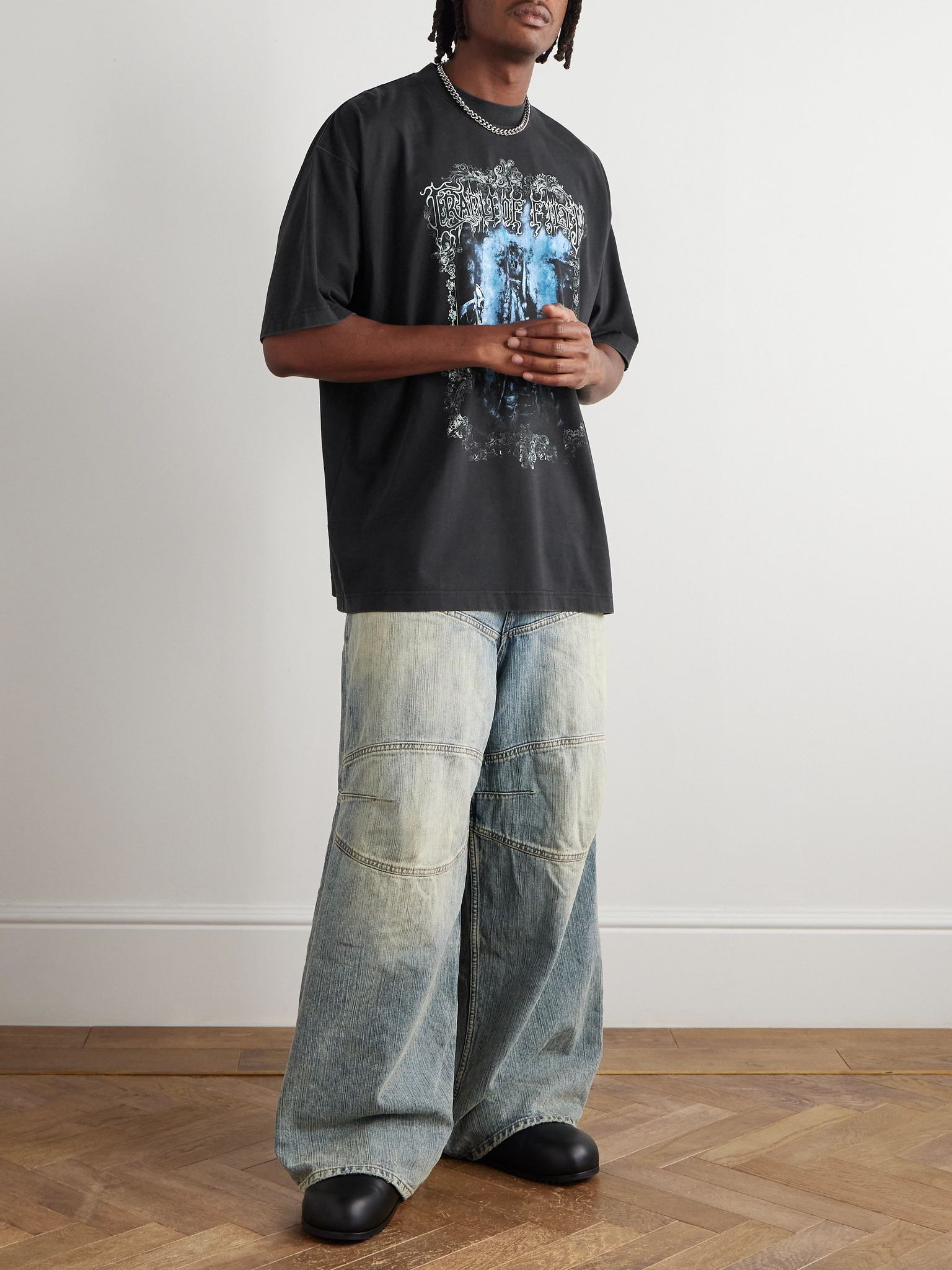 + Crade of Filth Oversized Printed Cotton-Jersey T-Shirt Black - 2