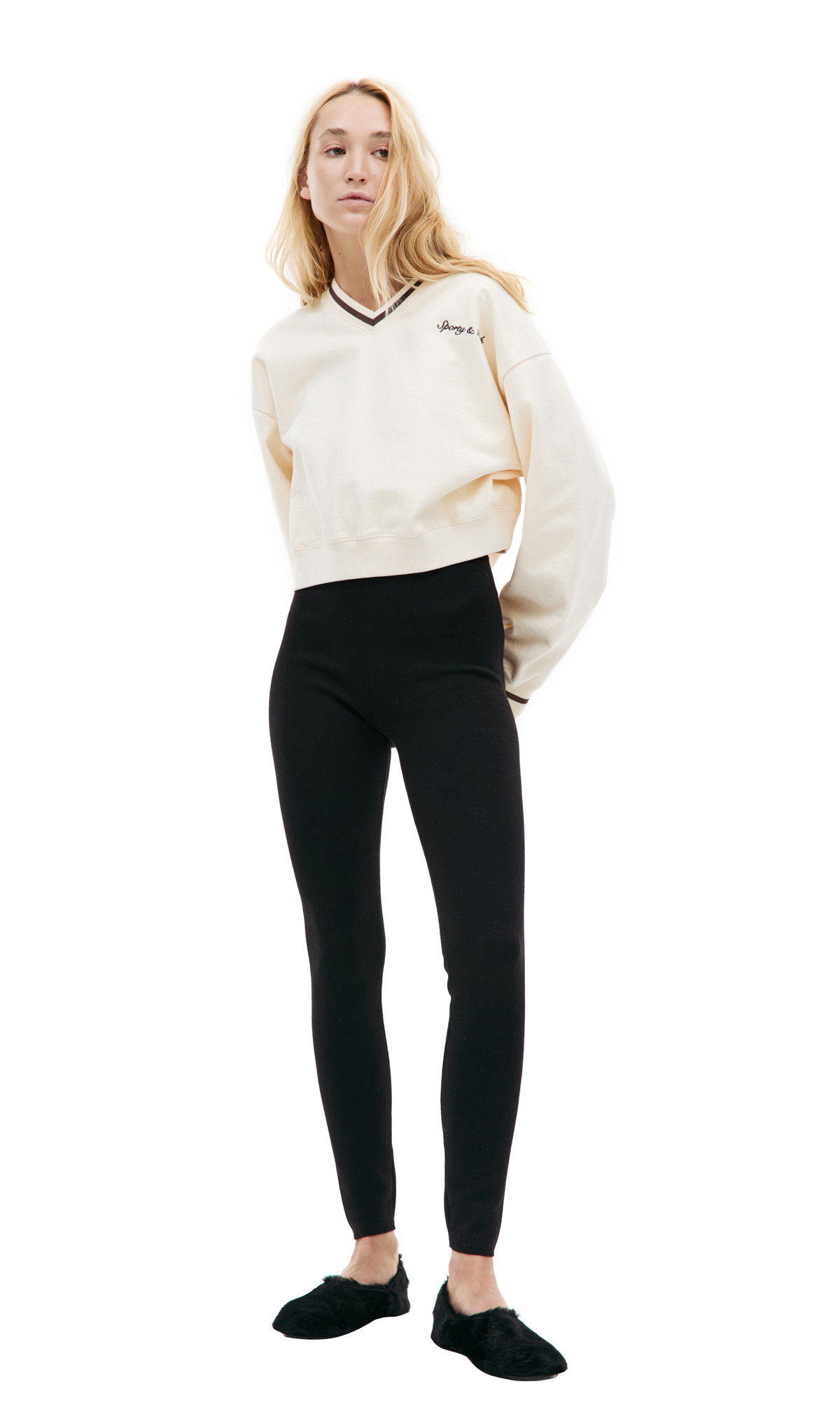 SERIF LOGO RIBBED LEGGING (BLACK) - 3