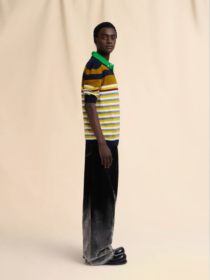 YELLOW WOOL SWEATER WITH MIXED STRIPES - 5