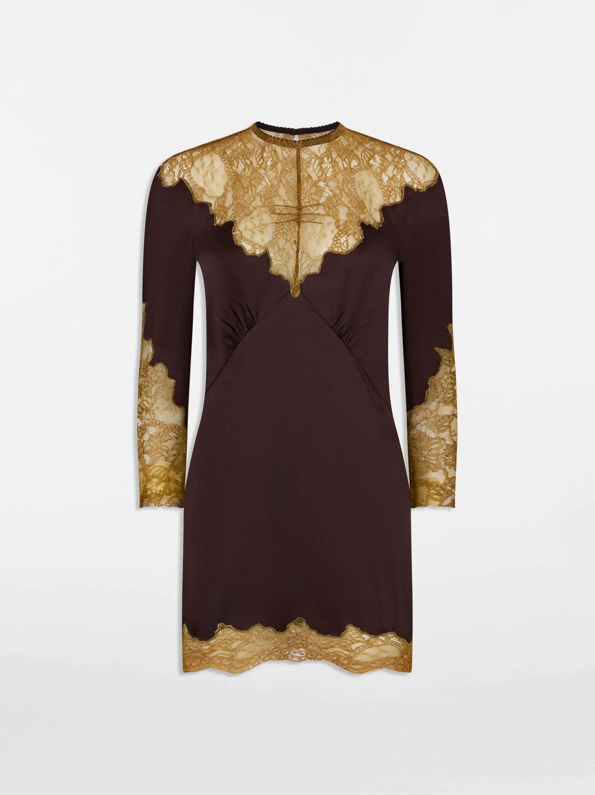 DARK GREEN AND DARK BROWN MINI DRESS - 1