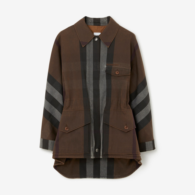 Check Cotton Blend Field Jacket - 1