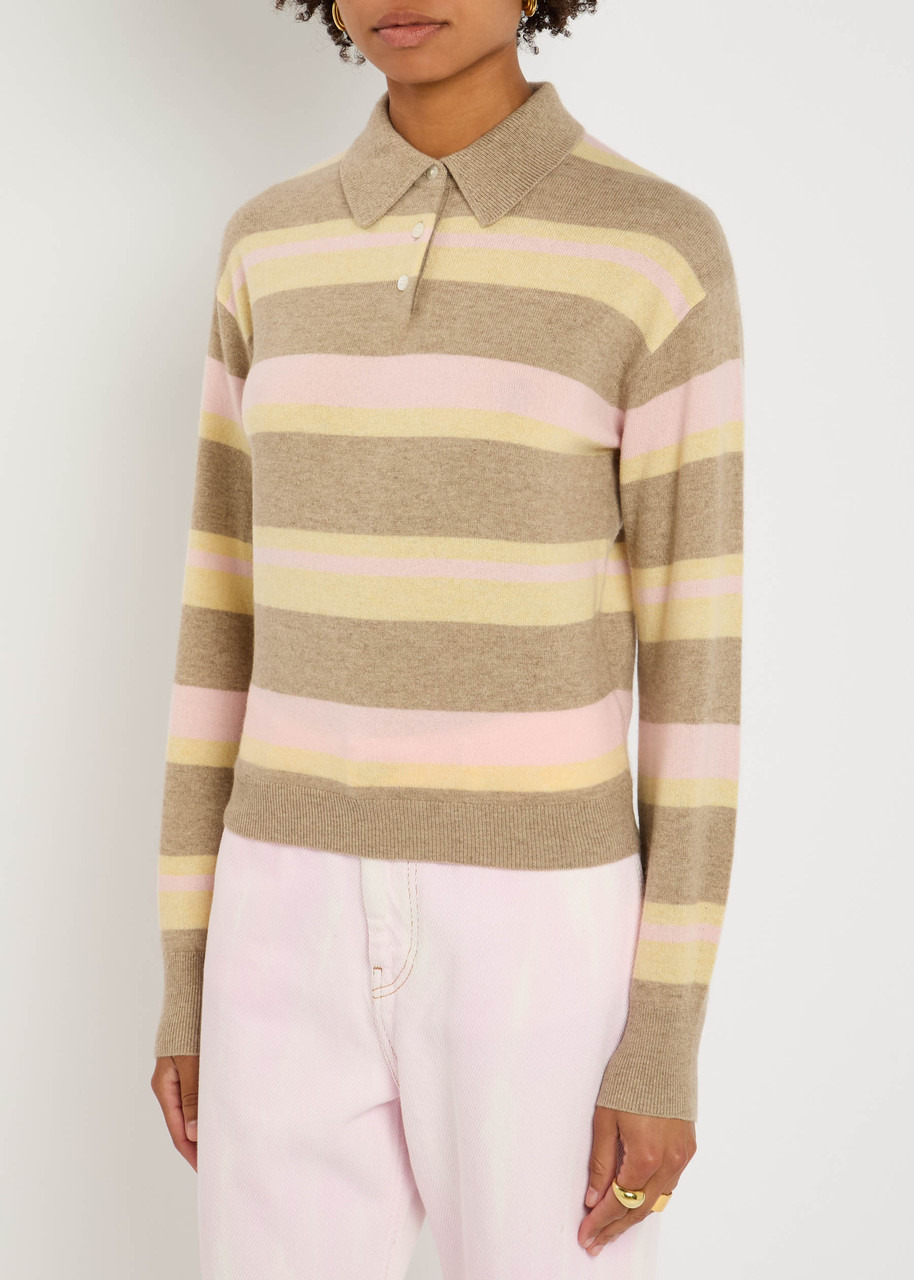 Guest In Residence Collegiate Striped Cashmere Polo - 2