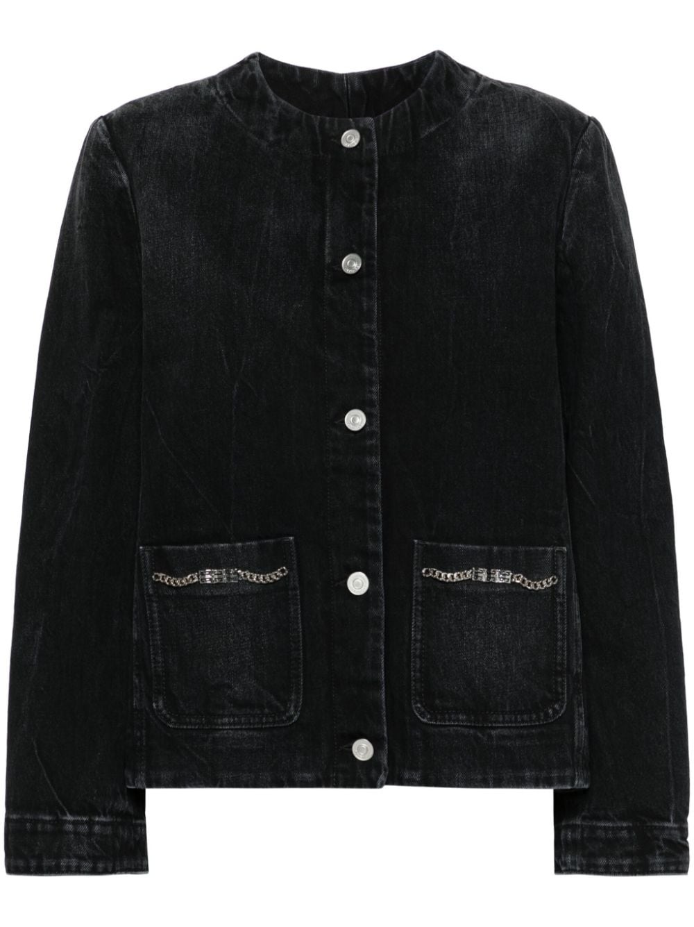 chain-detailing denim jacket - 1