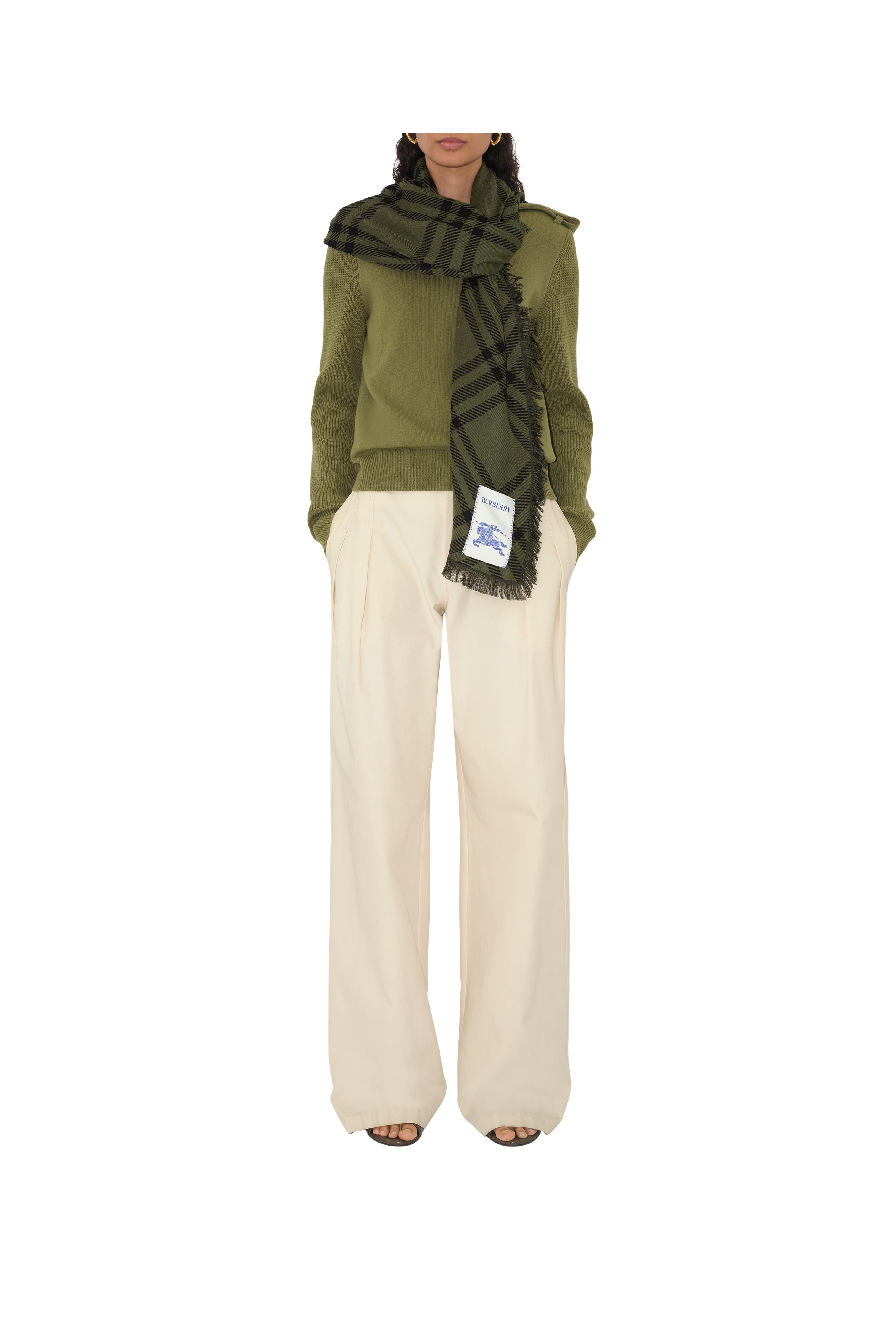 burberry Wide Check Wool Silk Scarf in Shrub/black at Nordstrom - 3