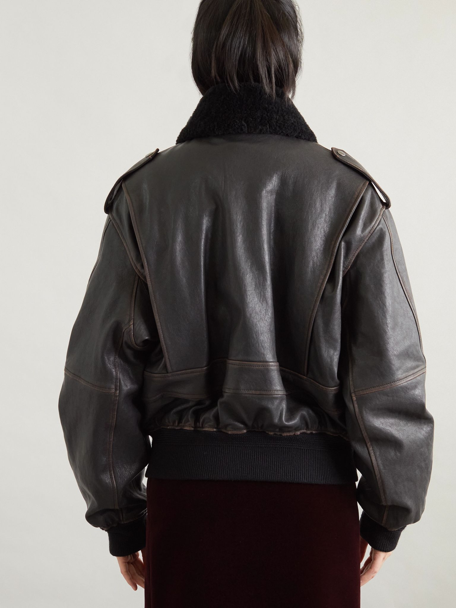 Oversized shearling jacket Black - 4