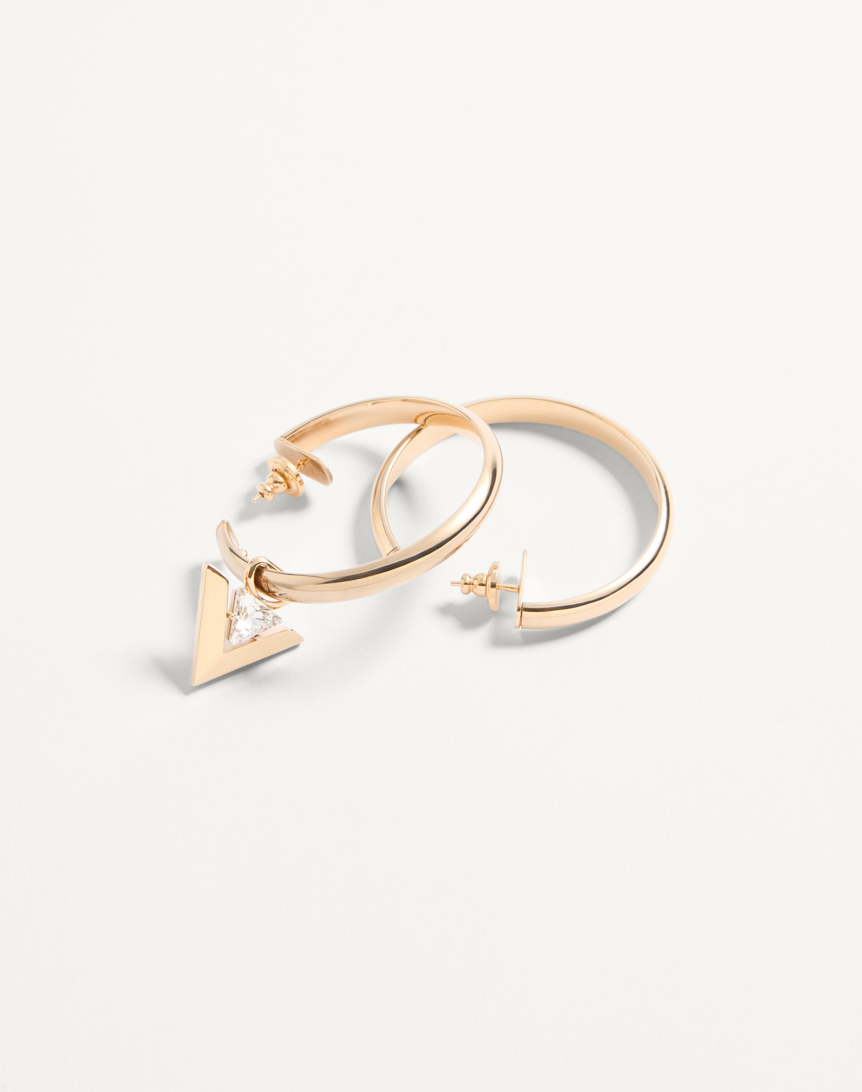 JE LES V METAL AND CRYSTAL HOOP EARRINGS - 5