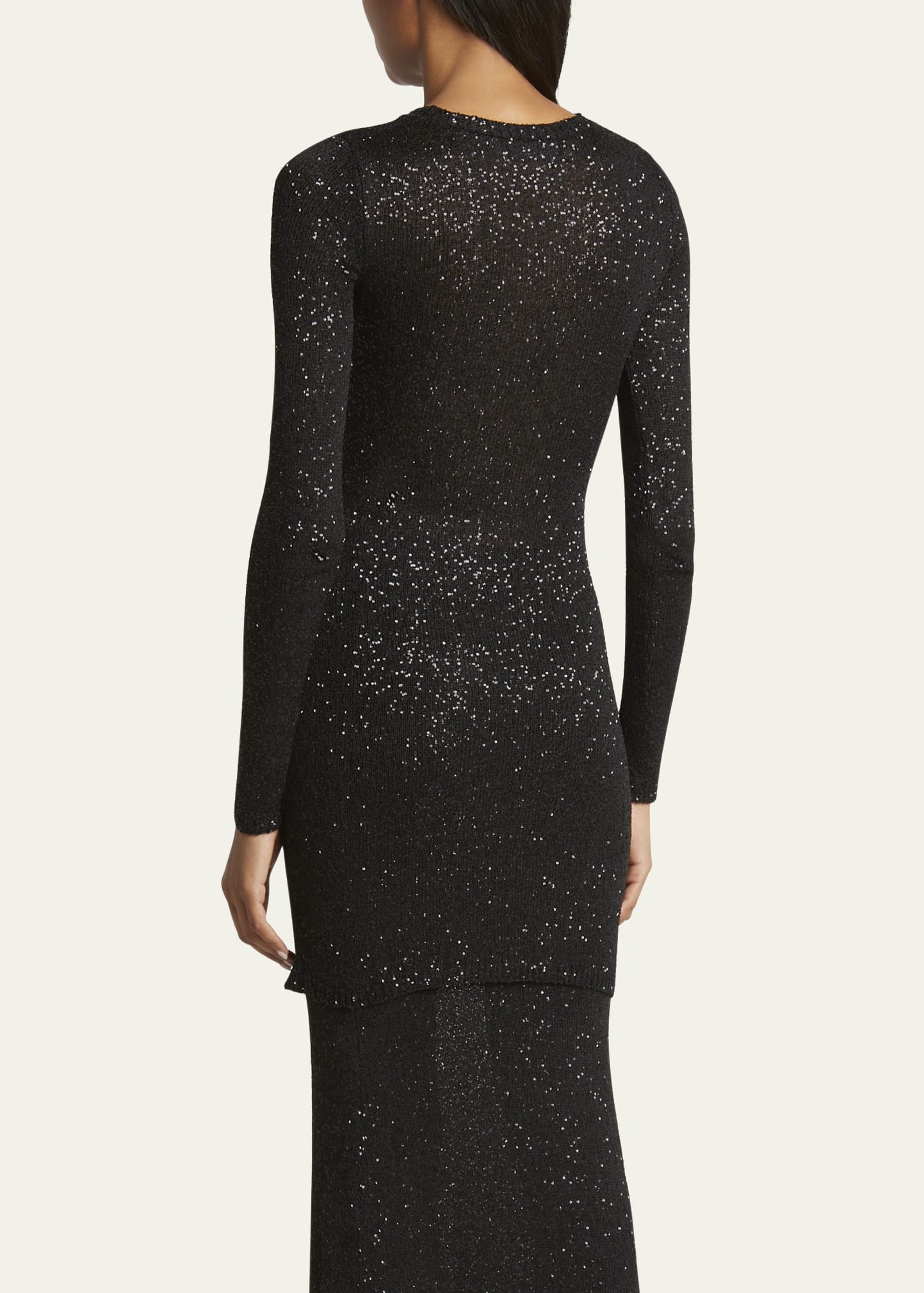 Sequined Knit Mini Long Sleeve Dress - 3