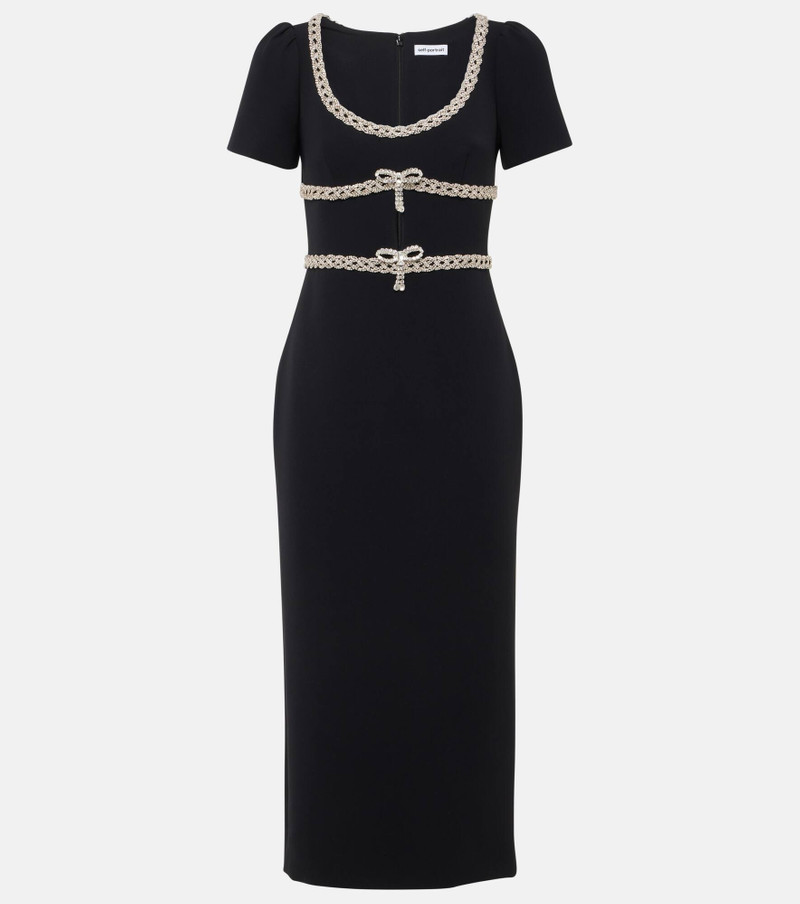 Crystal-embellished crêpe midi dress 1