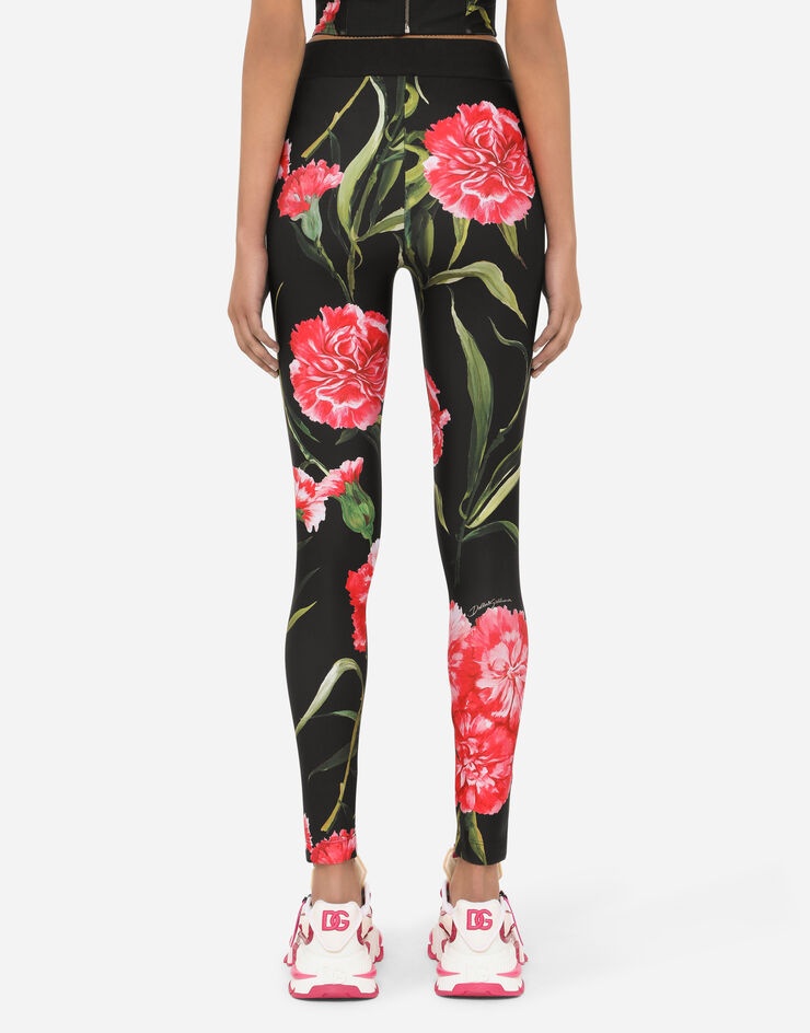 Carnation-print jersey leggings - 2