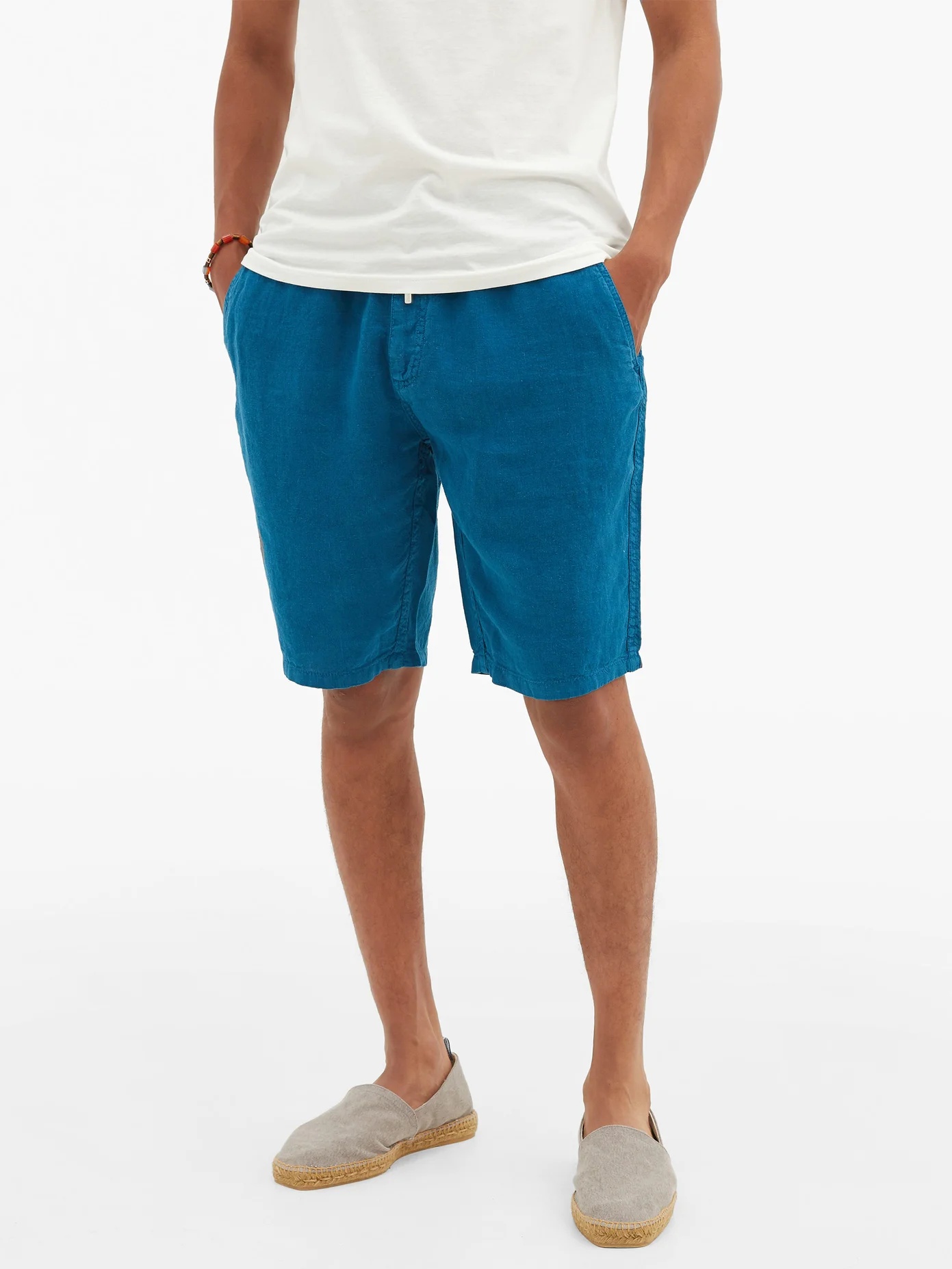 Drawstring-waist linen-poplin Bermuda shorts - 6