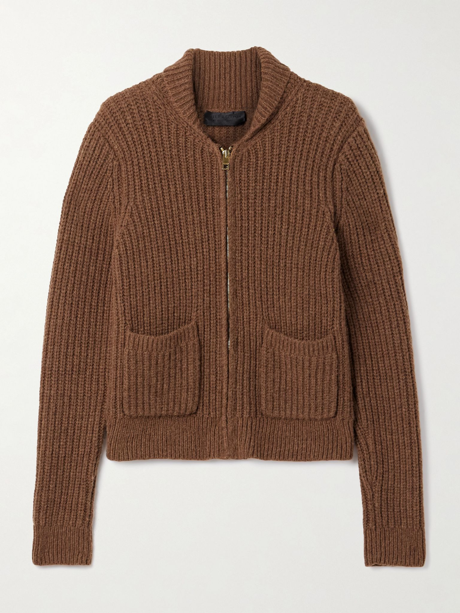 Tessen ribbed-knit merino wool-blend cardigan Camel - 1