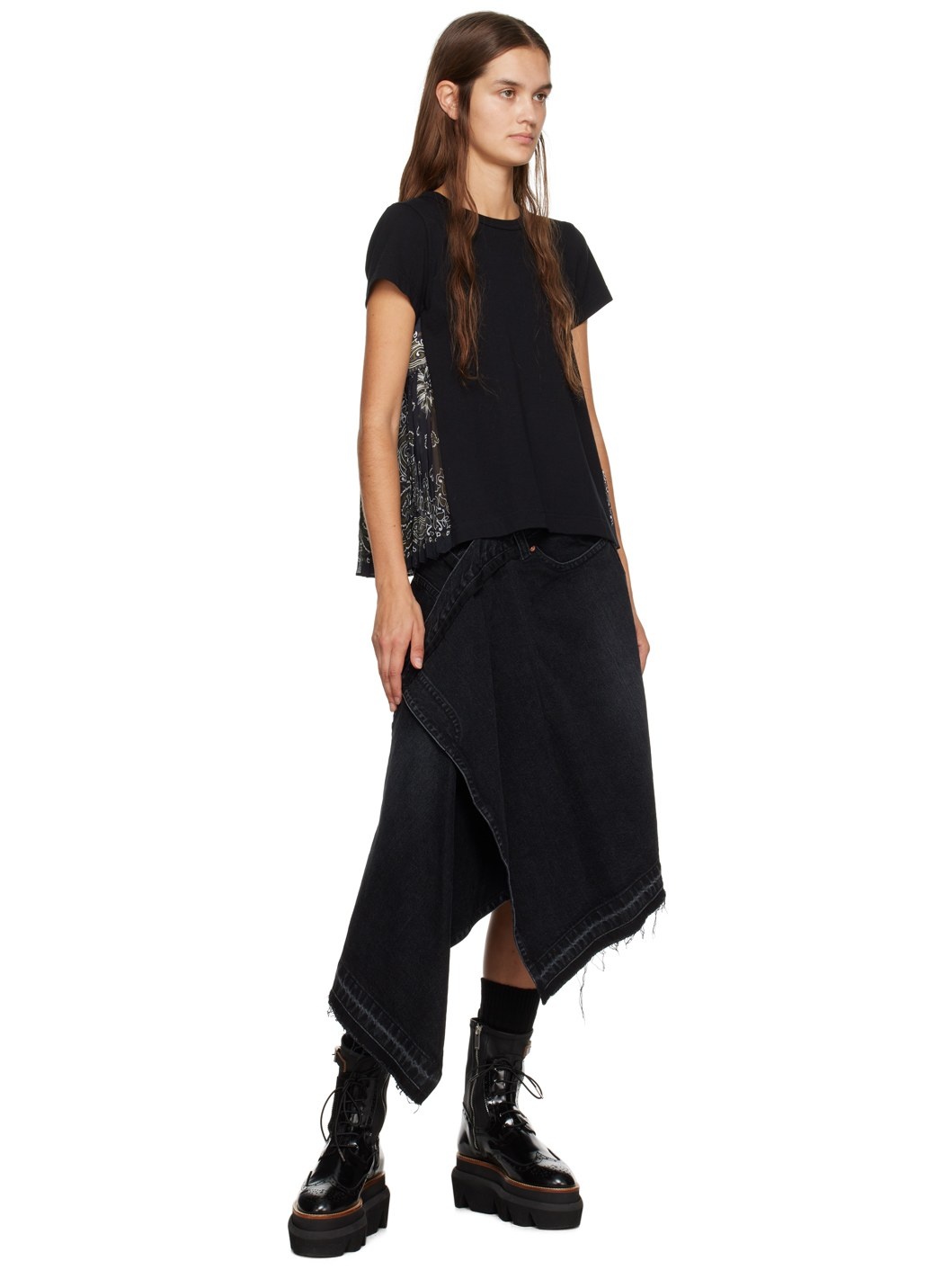 Black Pleated T-Shirt - 4