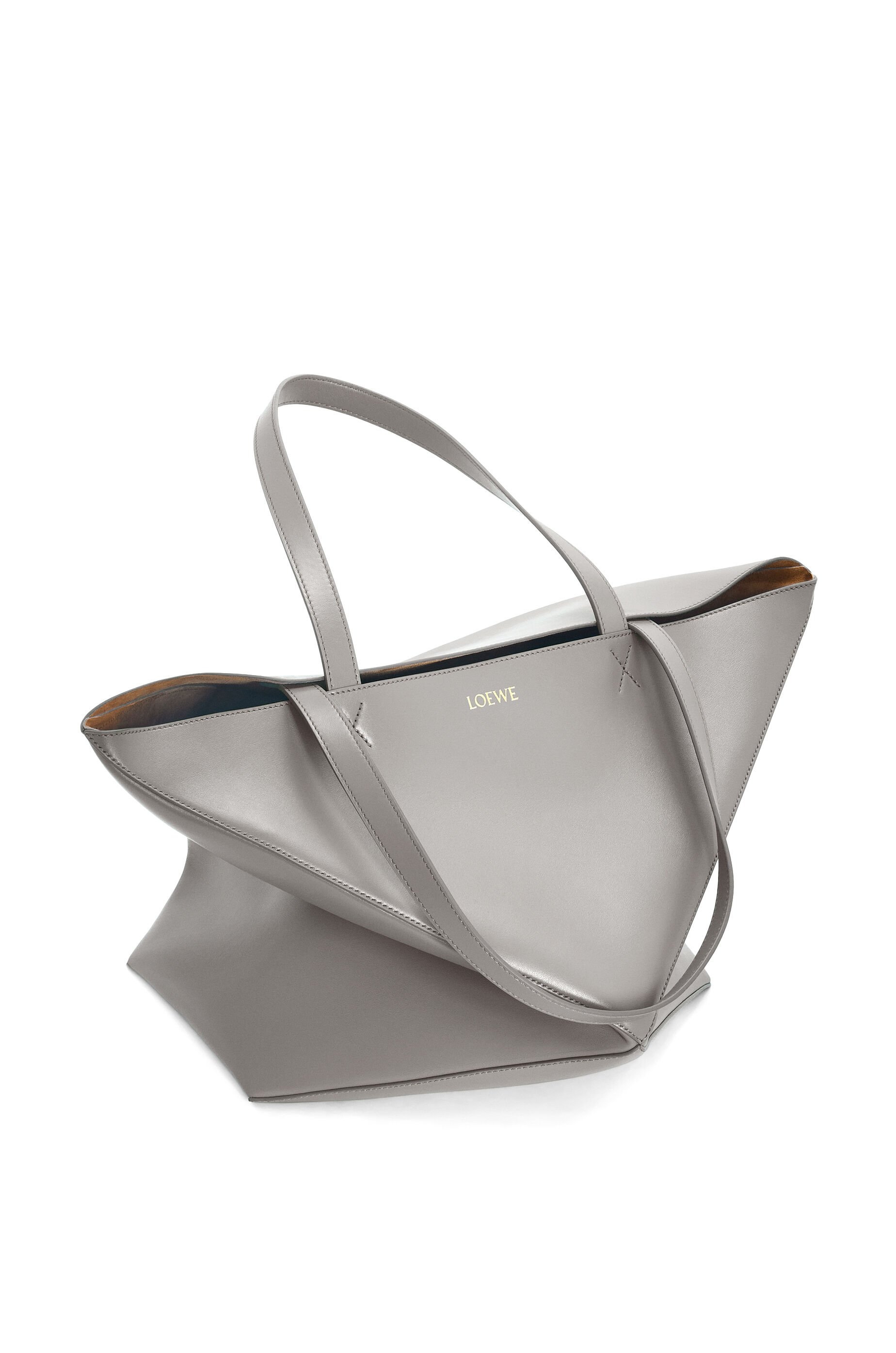 Large Puzzle Fold Tote in shiny calfskin - 4
