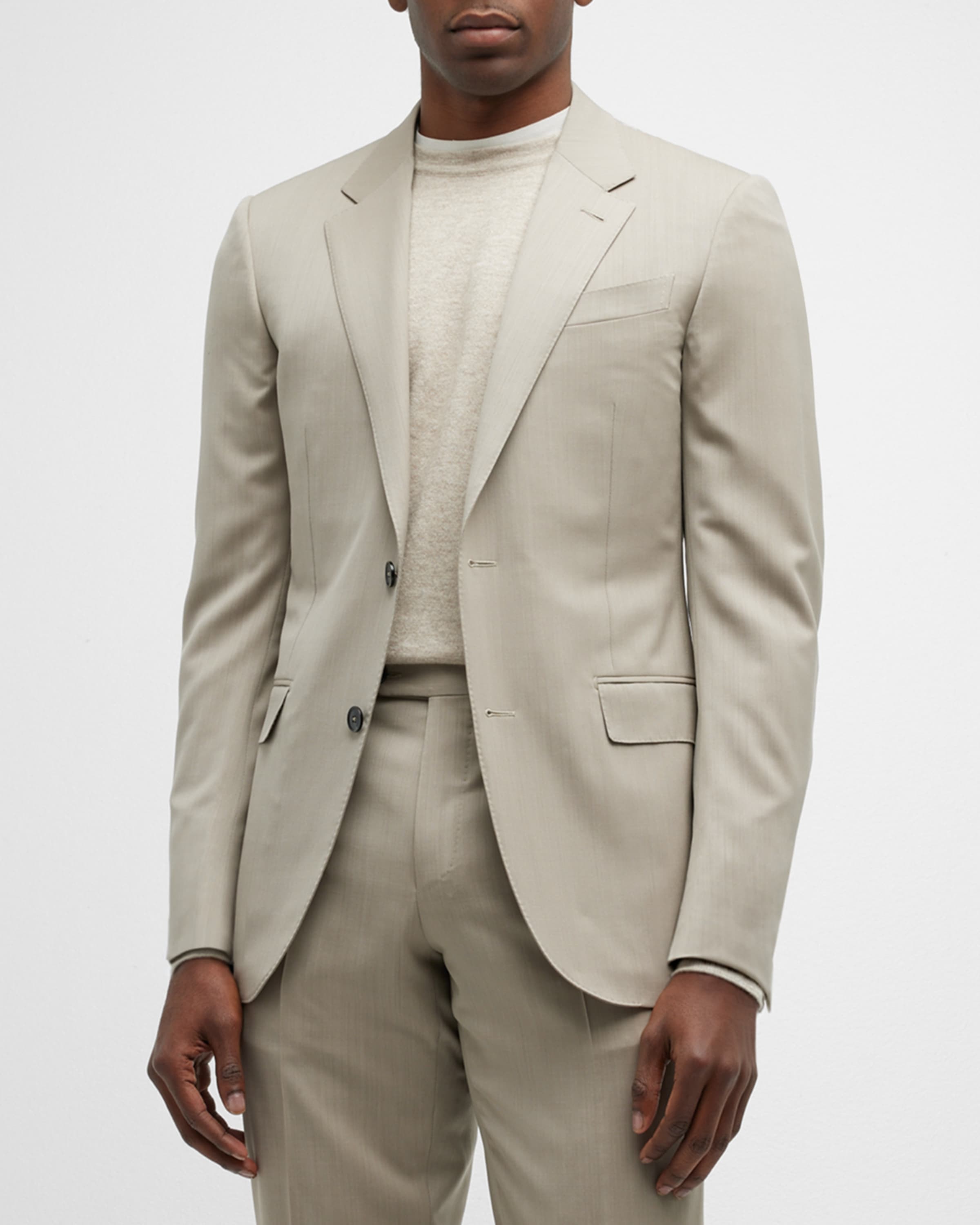 Men's Solid Wool Twill Suit - 1