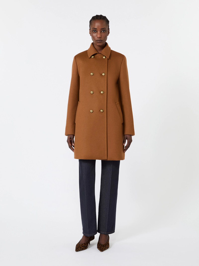 MARANTA Double-breasted wool broadcloth coat - TOBACCO 3