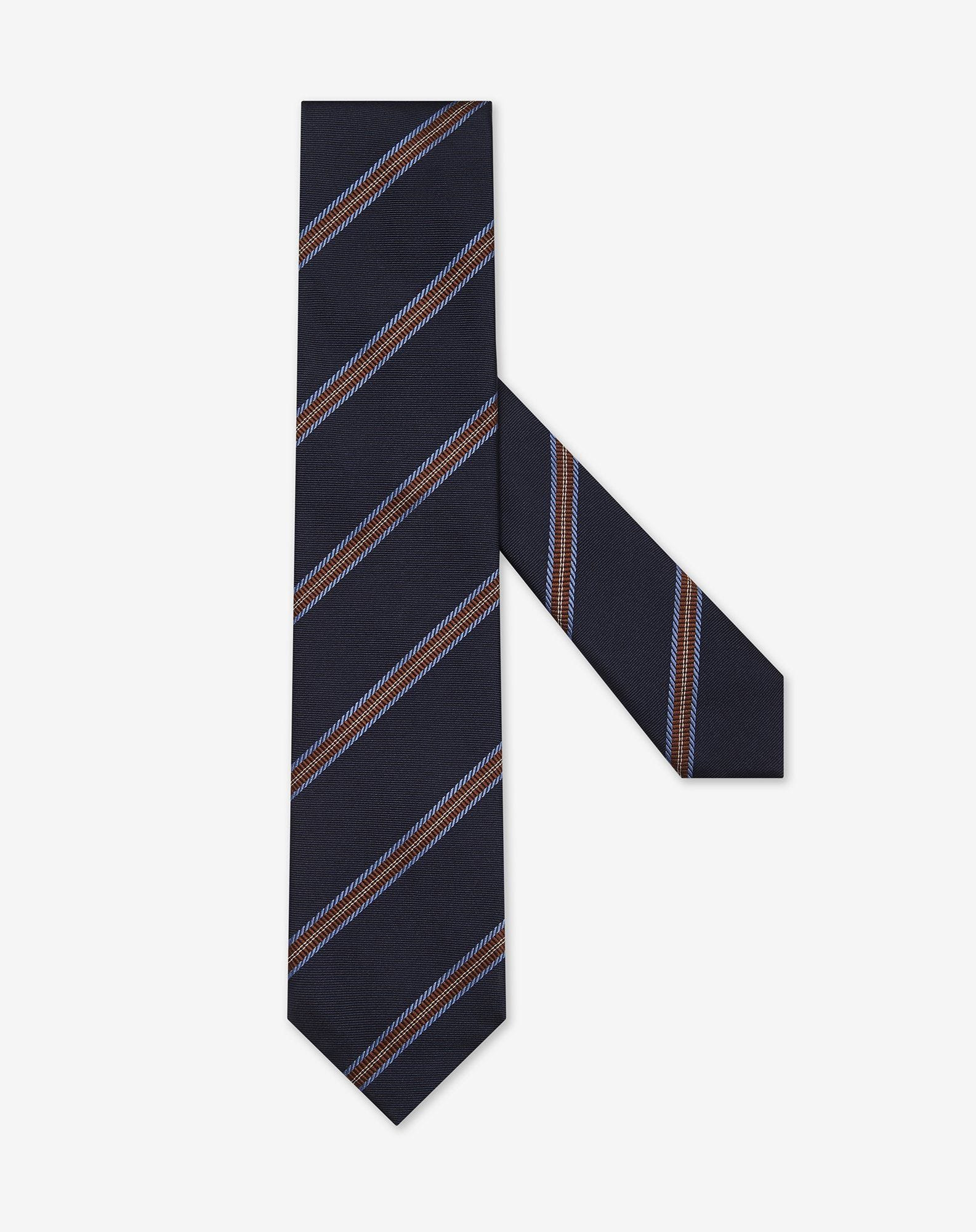 Blue pure silk regimental tie - 1