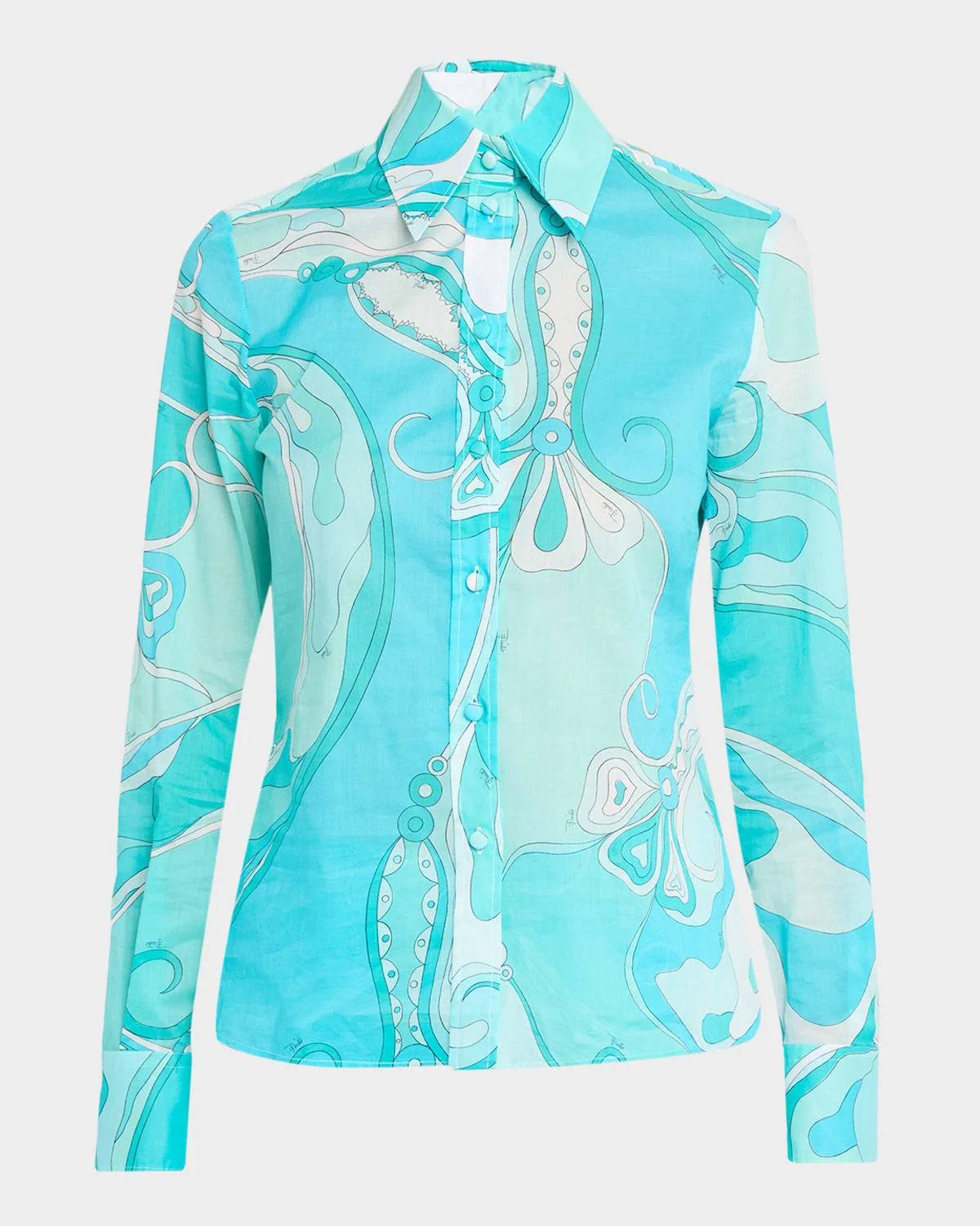 Orchidee-Print Cotton Button-Down Shirt - 1