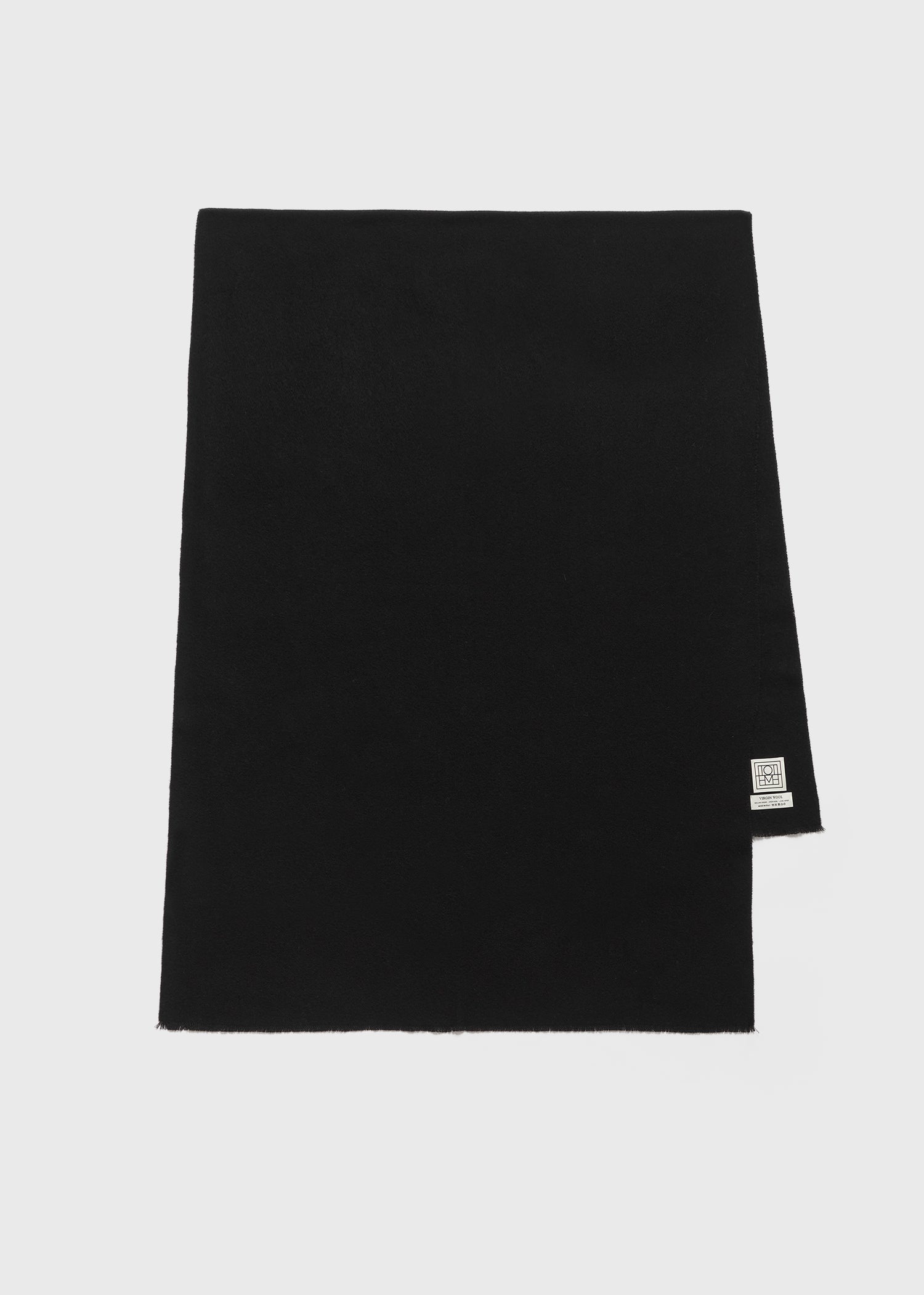 Wide classic wool scarf black - 6