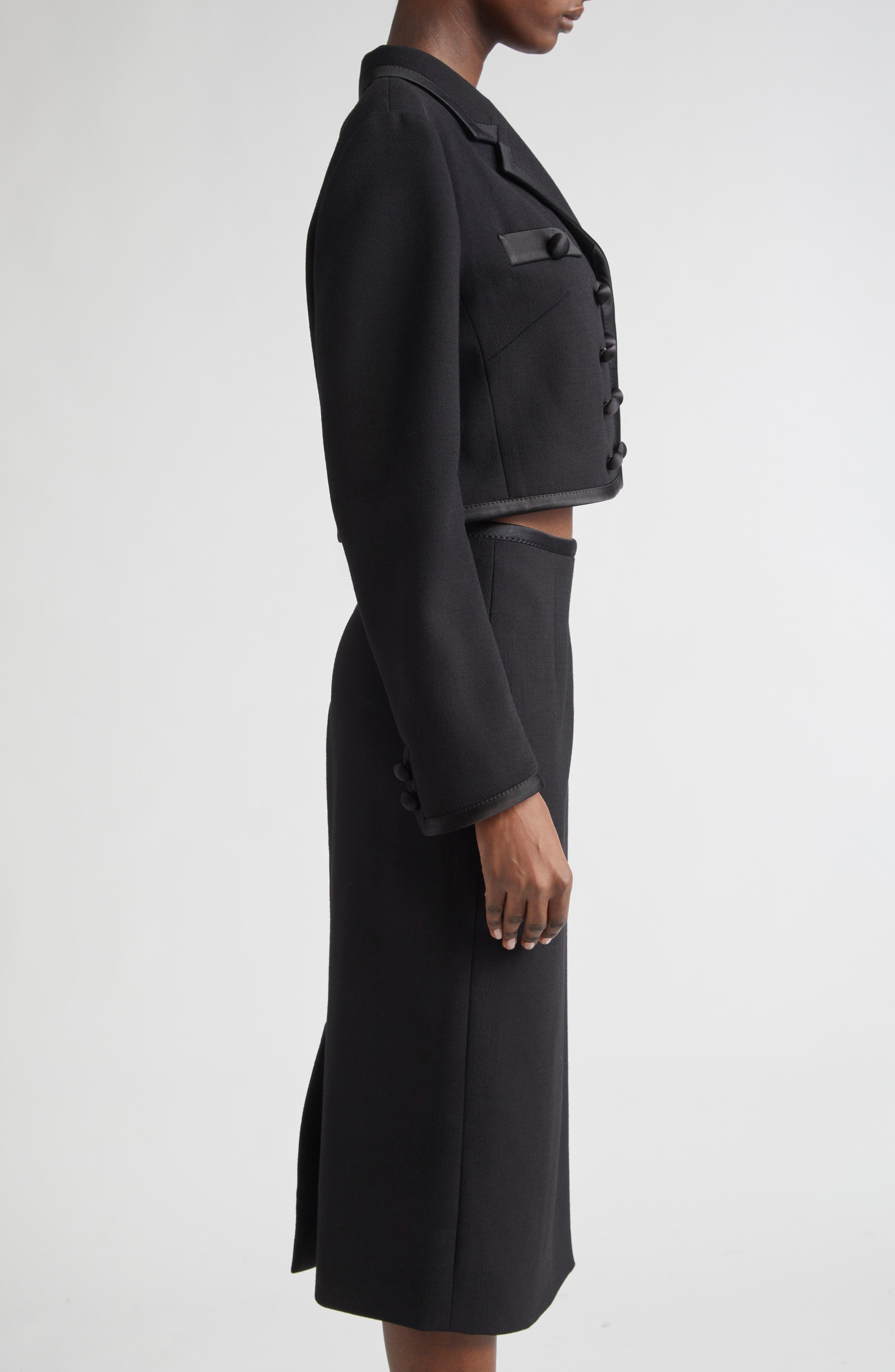Dolce&Gabbana Double Breasted Crop Jacket in N0000 Nero at Nordstrom - 4