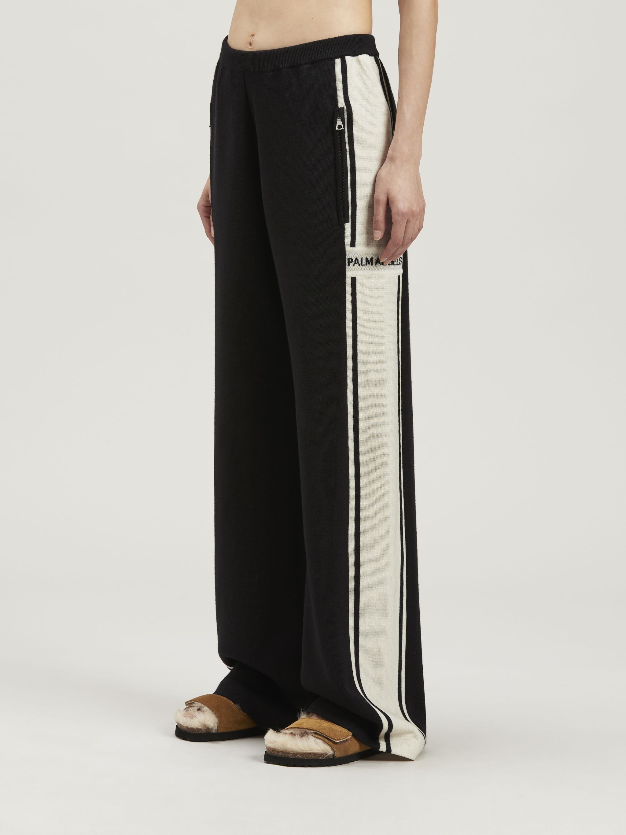 パンツ PALM ANGELS WOMEN Racing Knit Track Pants Black/Butter Palm Angels PALM ANGELS WOMEN Racing Knit Track Pants Black