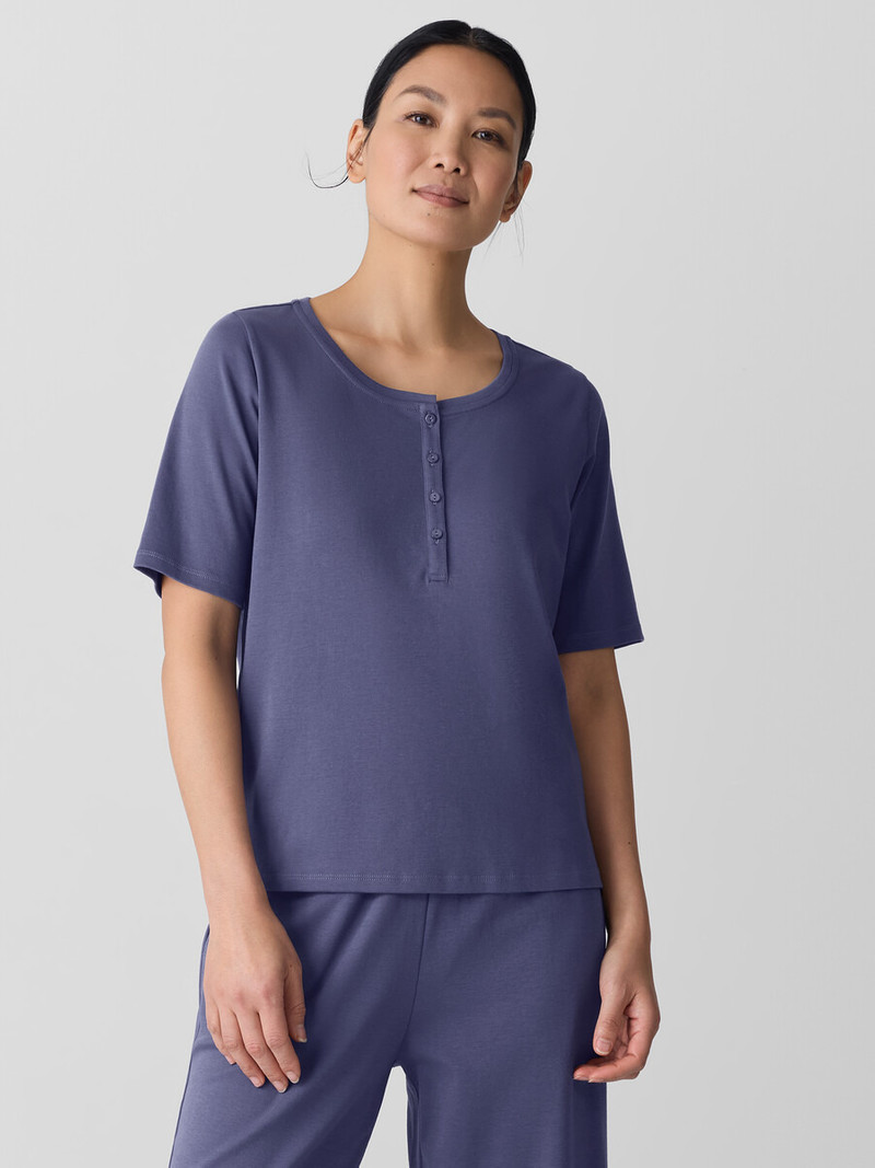 EILEEN FISHER Organic Cotton Interlock Henley Sleep Top outlook
