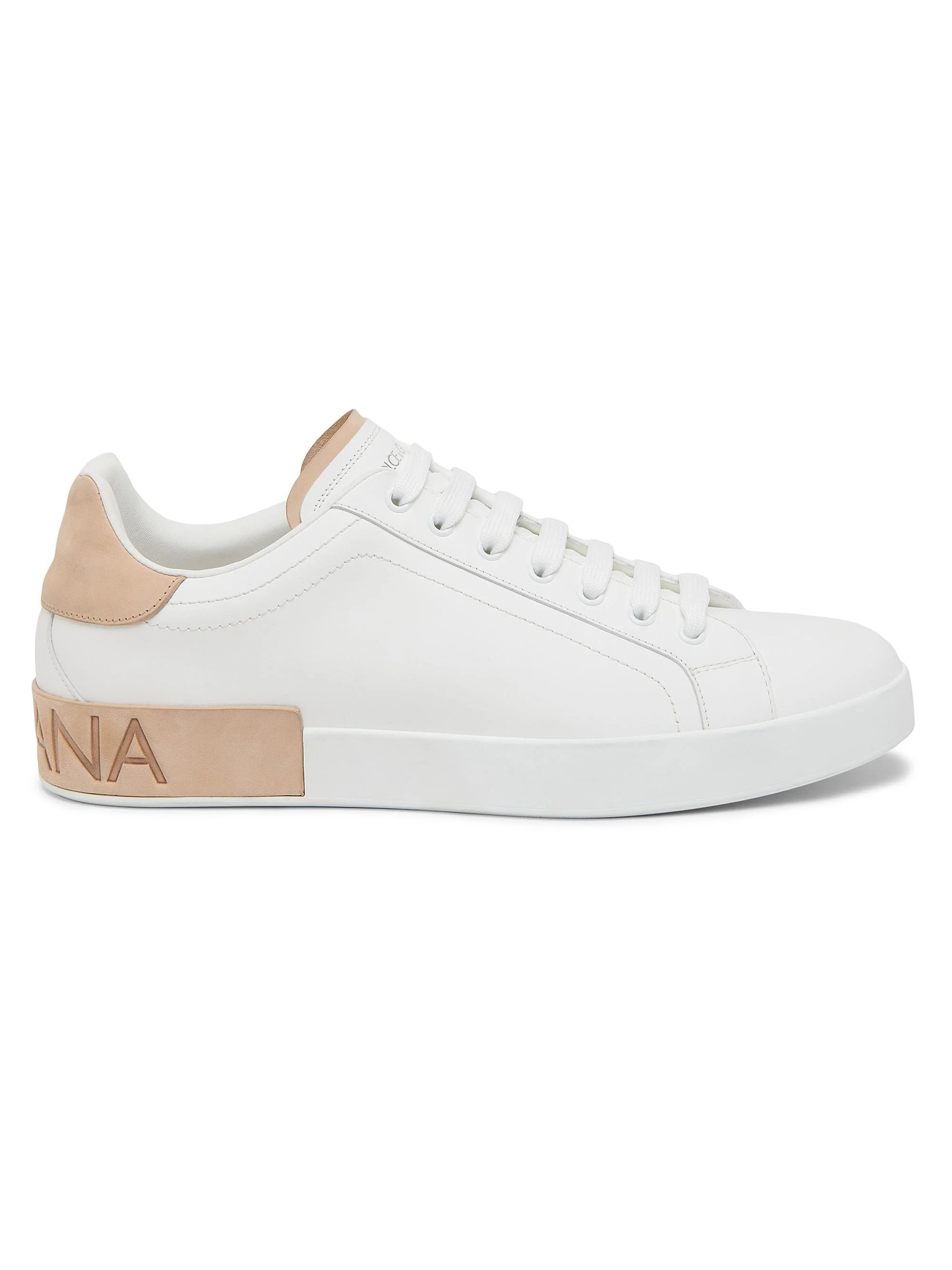 Men's Portofino Leather Sneakers - White Light Brown - 1