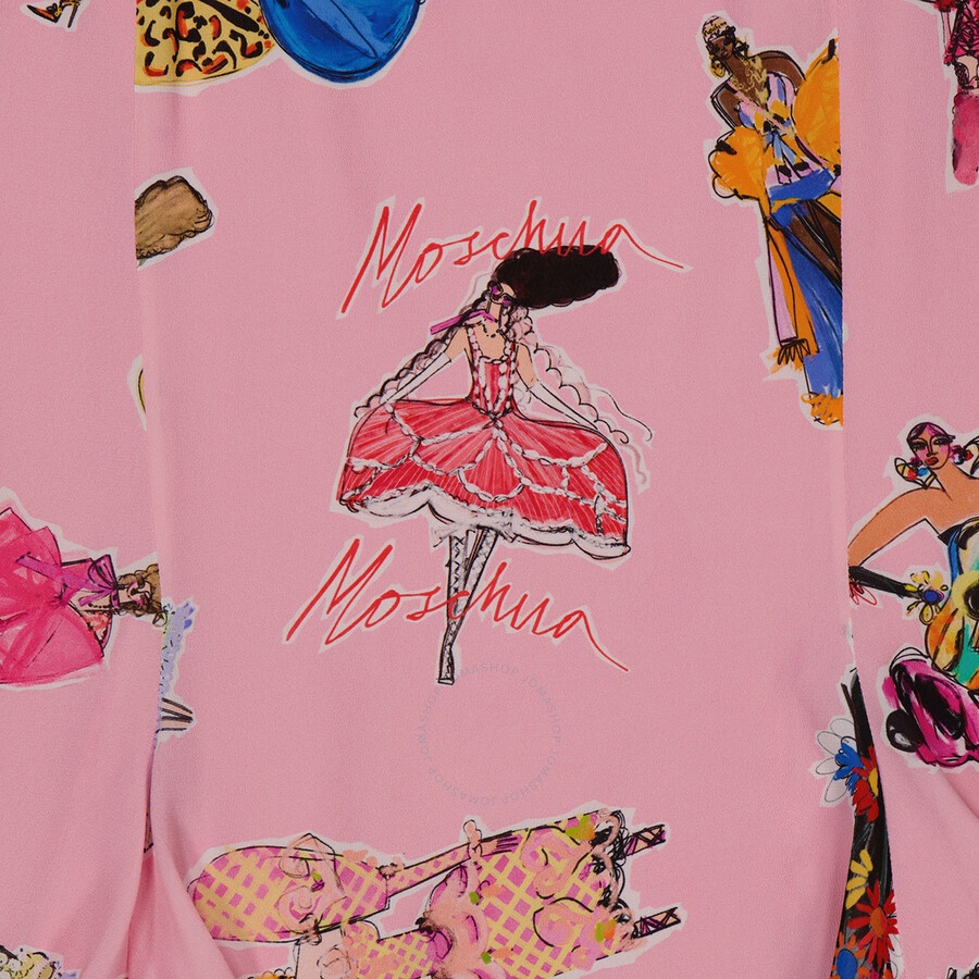 Moschino Ladies Fantasy Print Pink Flare Skirt - 7