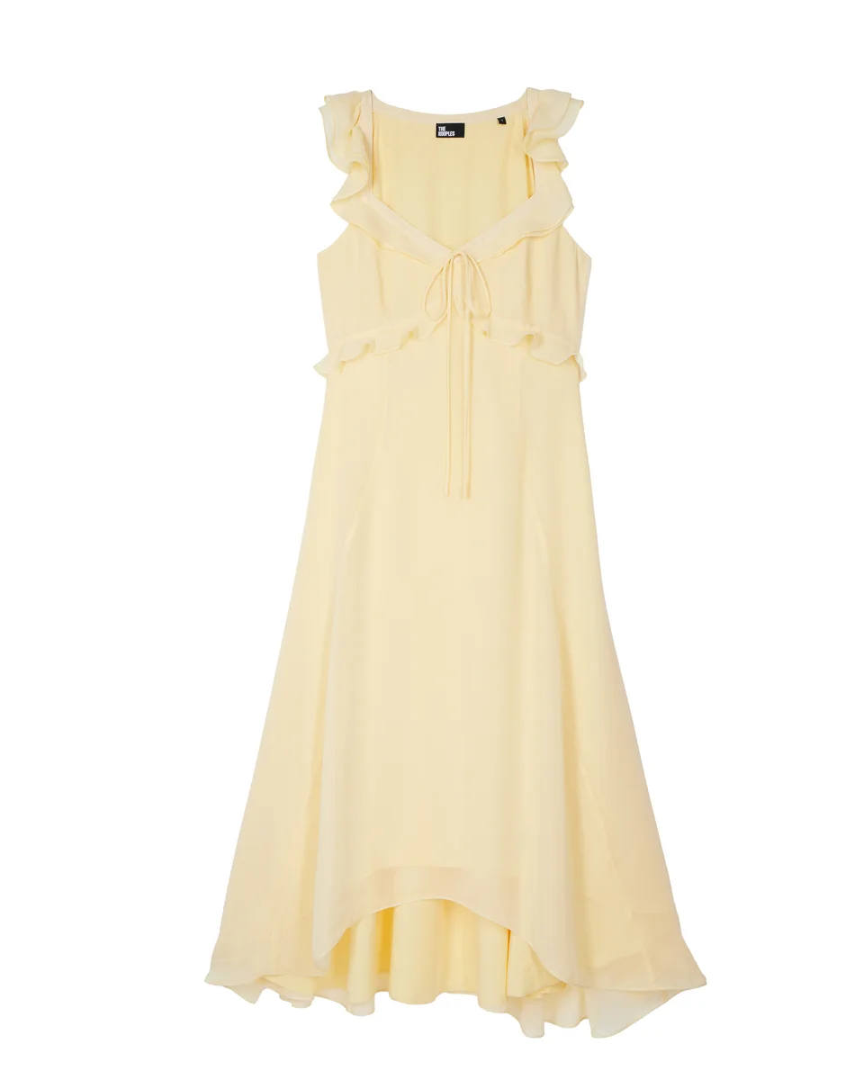 LONG YELLOW RUFFLED DRESS - 1