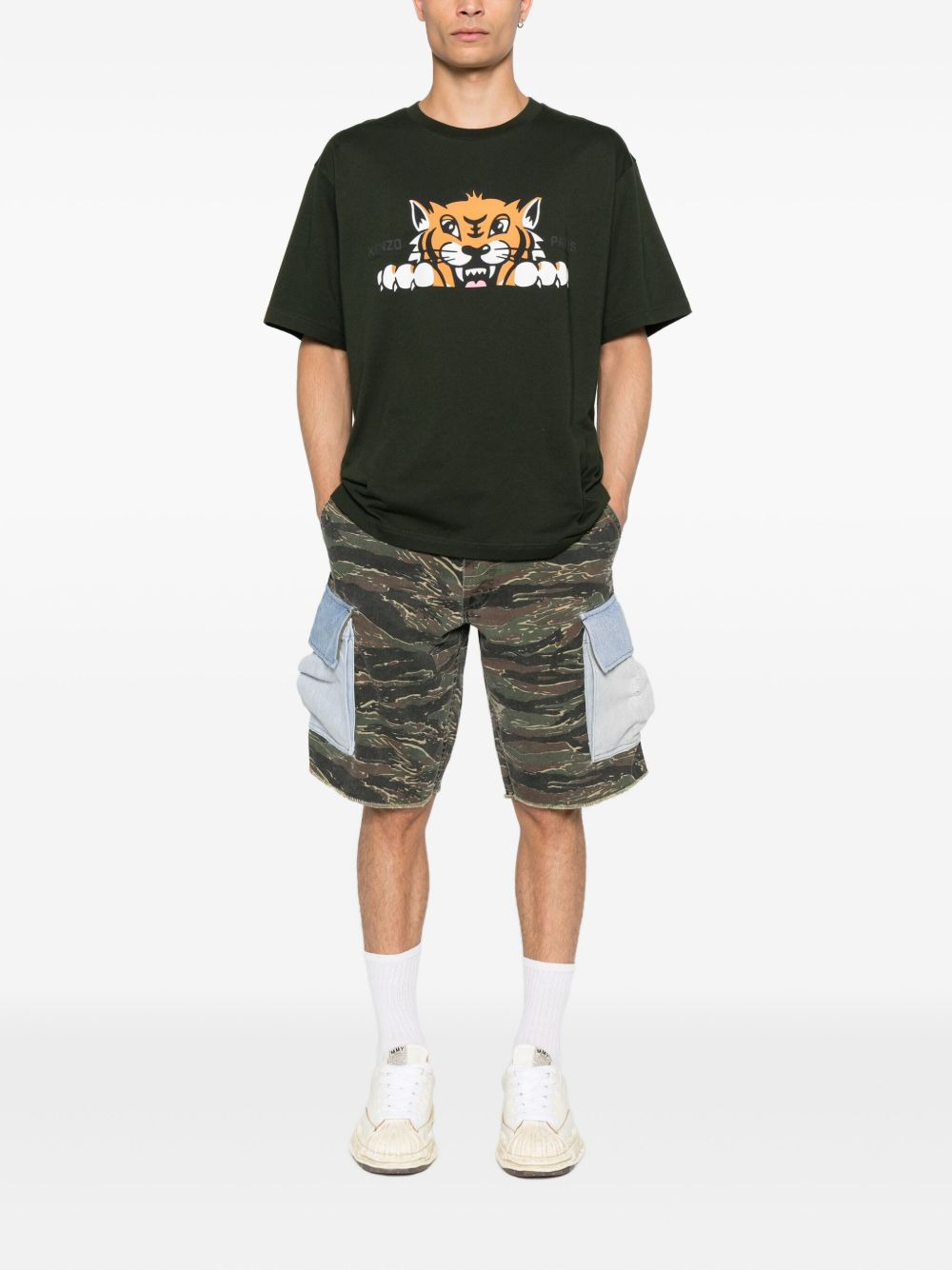 denim-pocket cargo shorts - 2