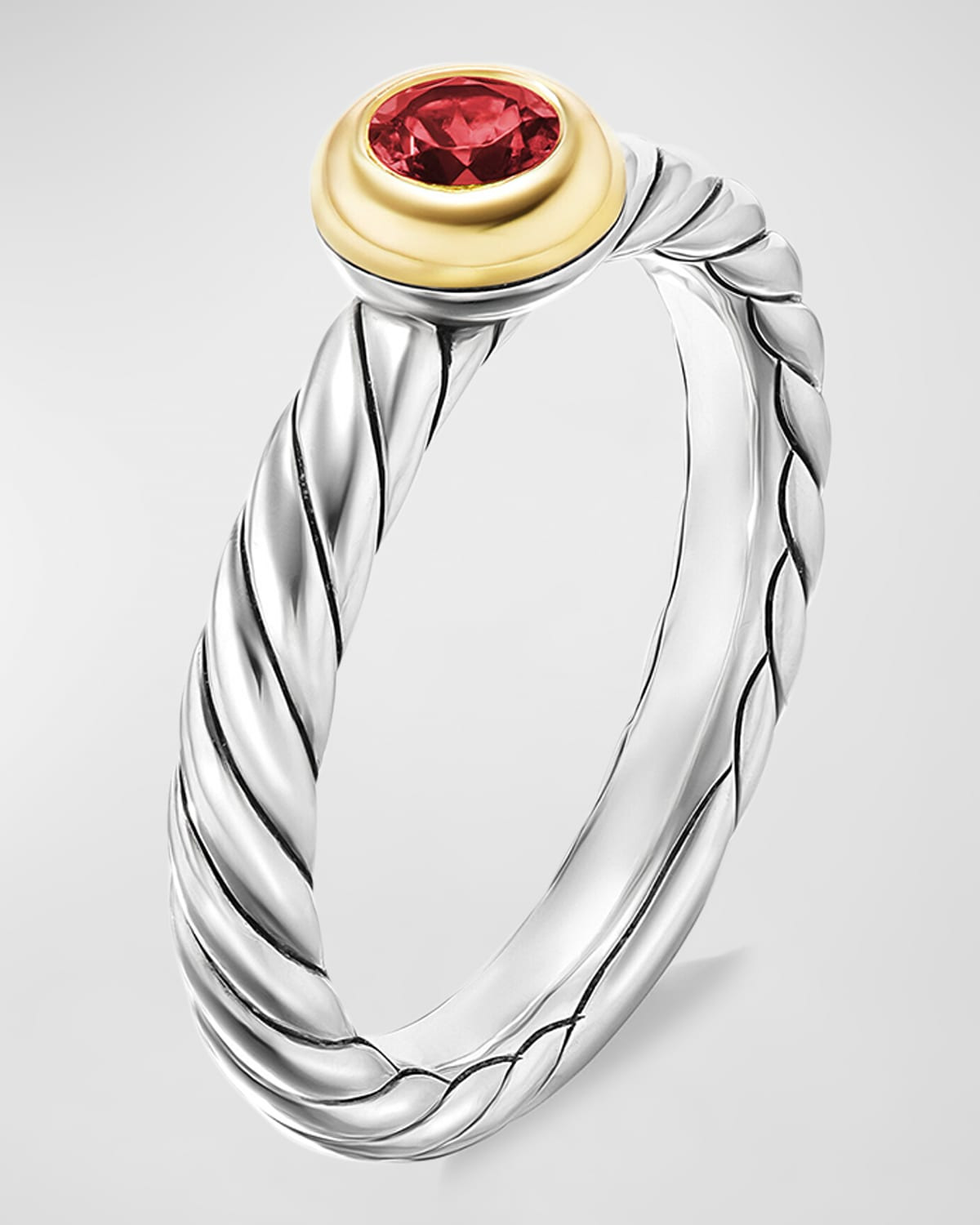 Cable Flex Ring with Gemstone in Silver and 14K Gold, 2.8mm - 3
