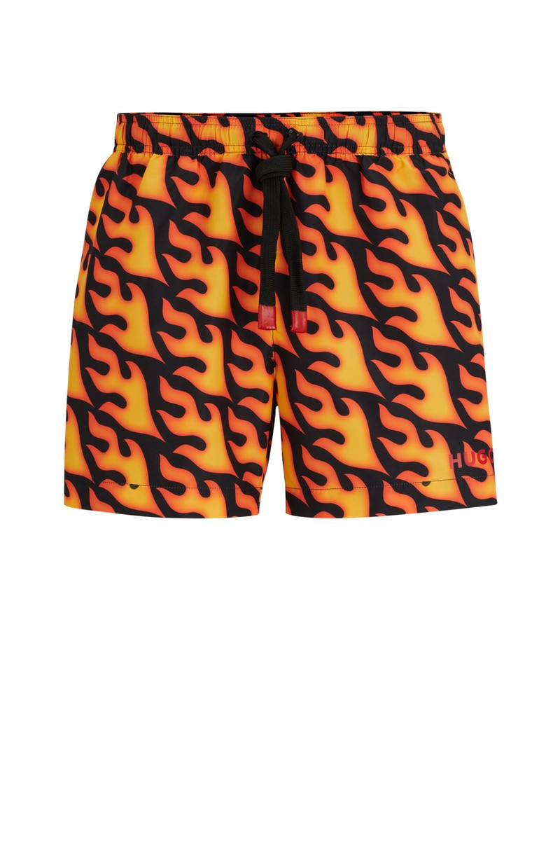 SWIM SHORTS WITH FLAME PRINT AND LOGO 1