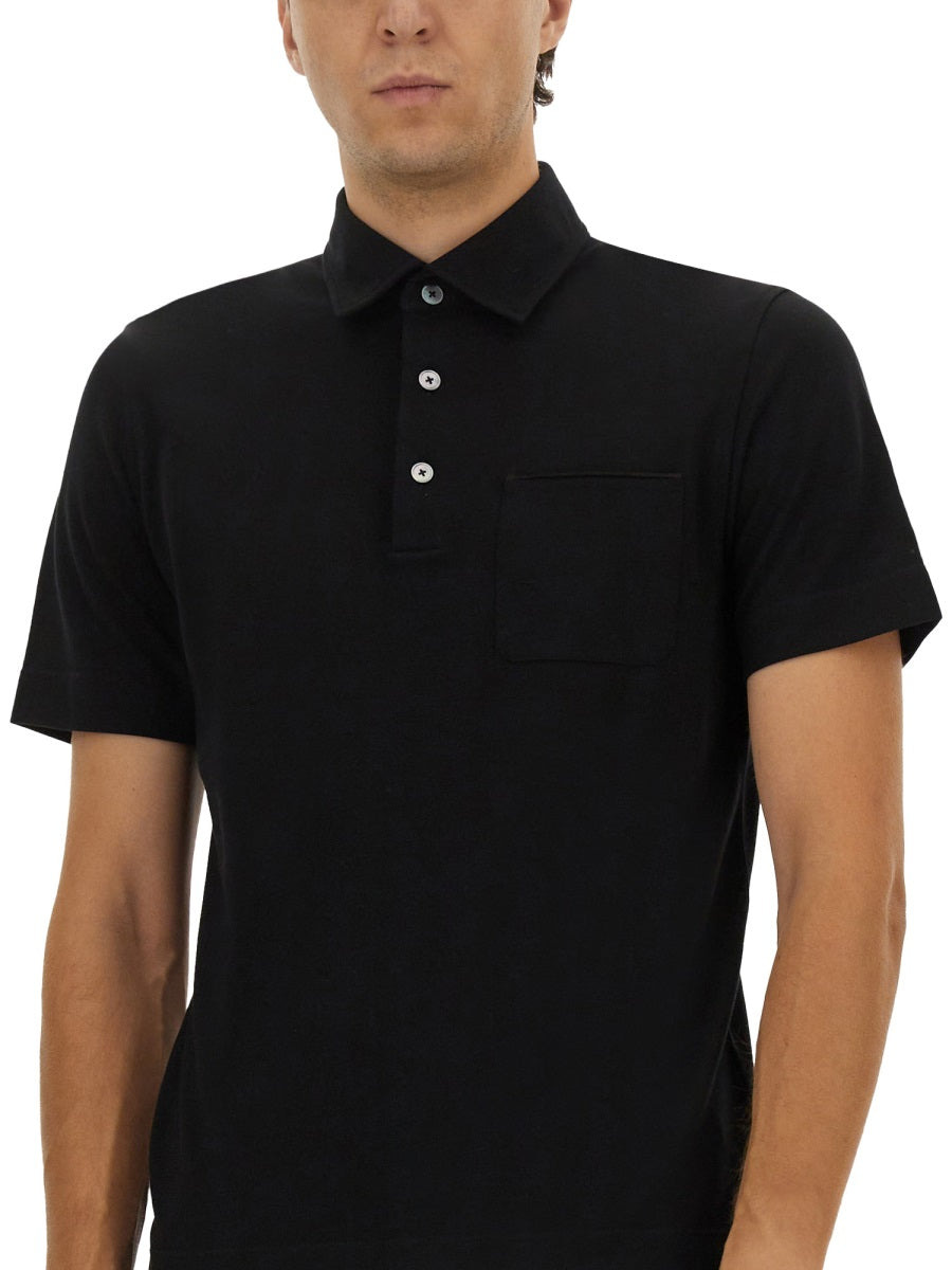 Zegna Men Cotton Polo Shirt With Pocket - 4