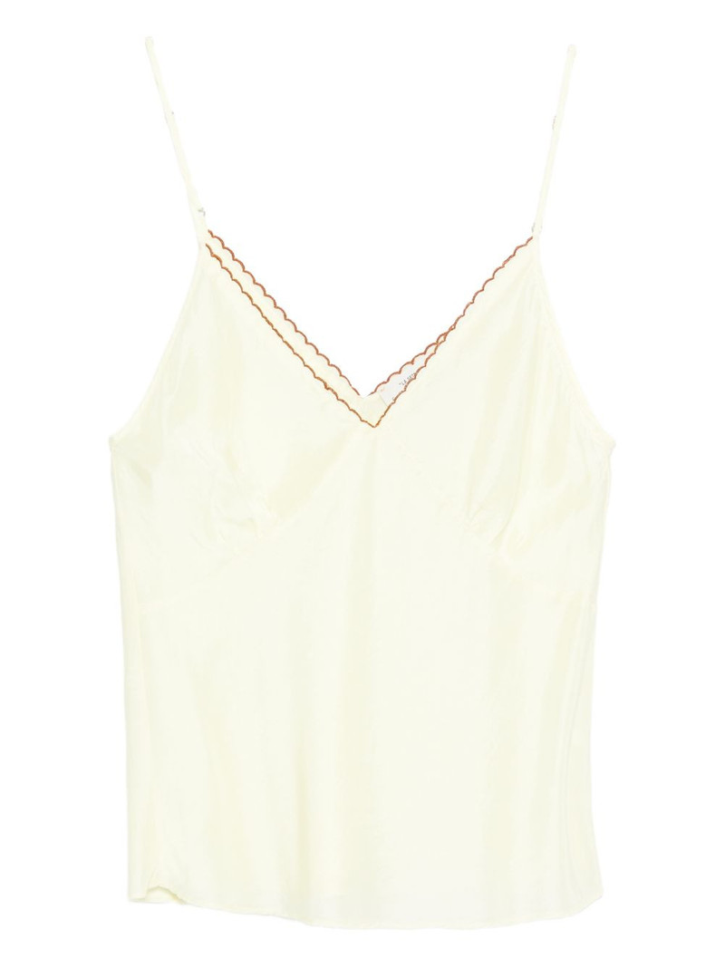 scalloped V-neck top 1