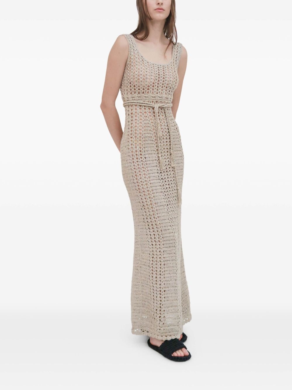 crochet-knit midi dress - 5