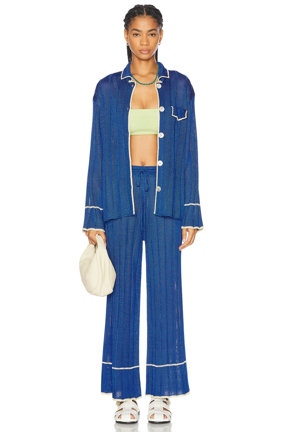 Wide Rib Long Sleeve Pajama Shirt - 6