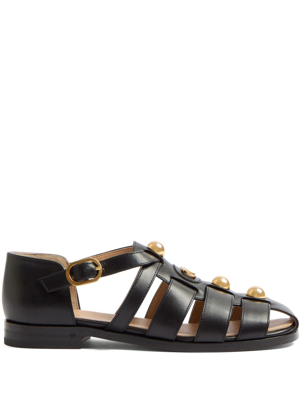 VLogo Signature leather sandals - 1