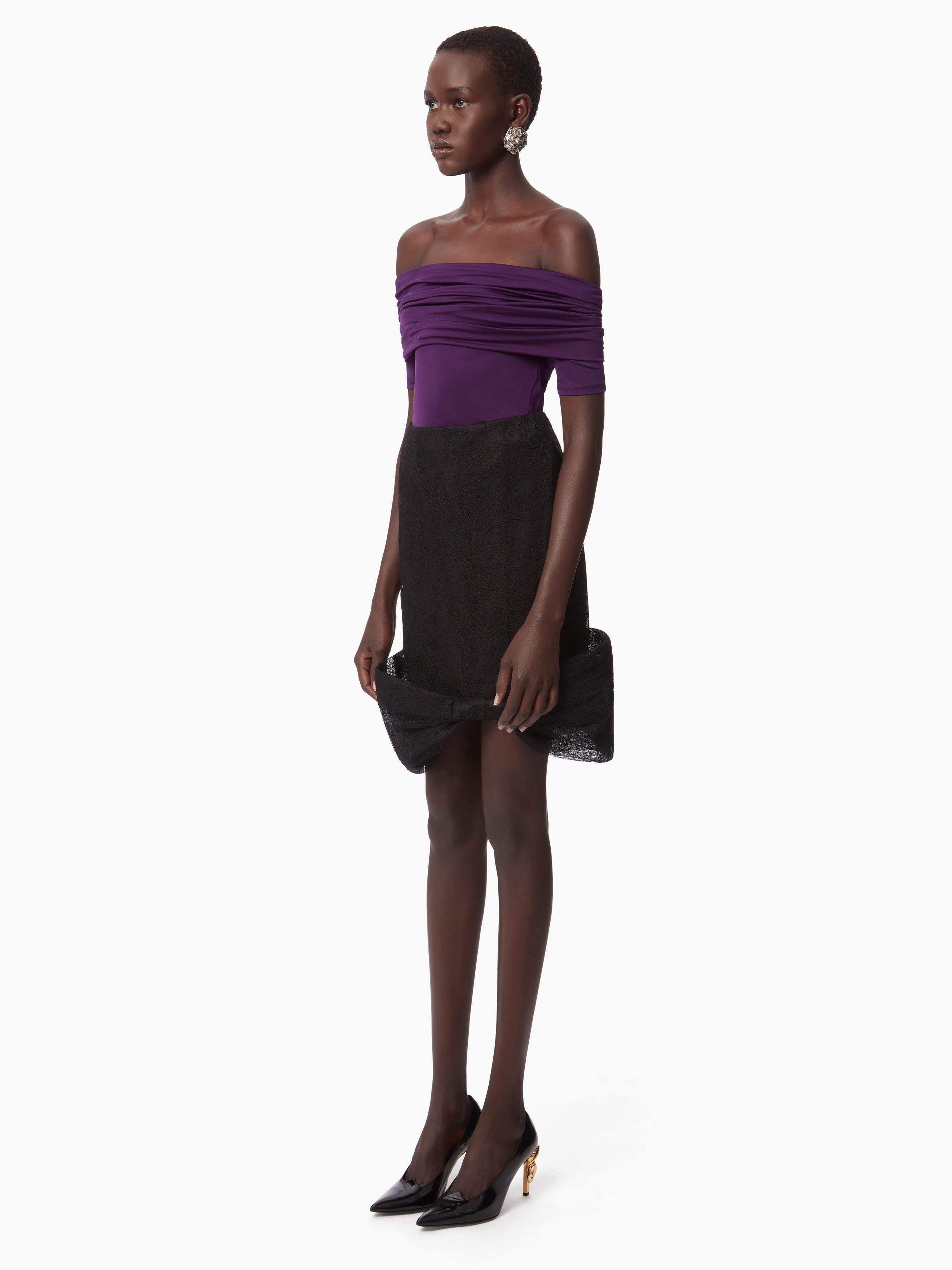 MIDI SKIRT WITH LACE BOW - 2