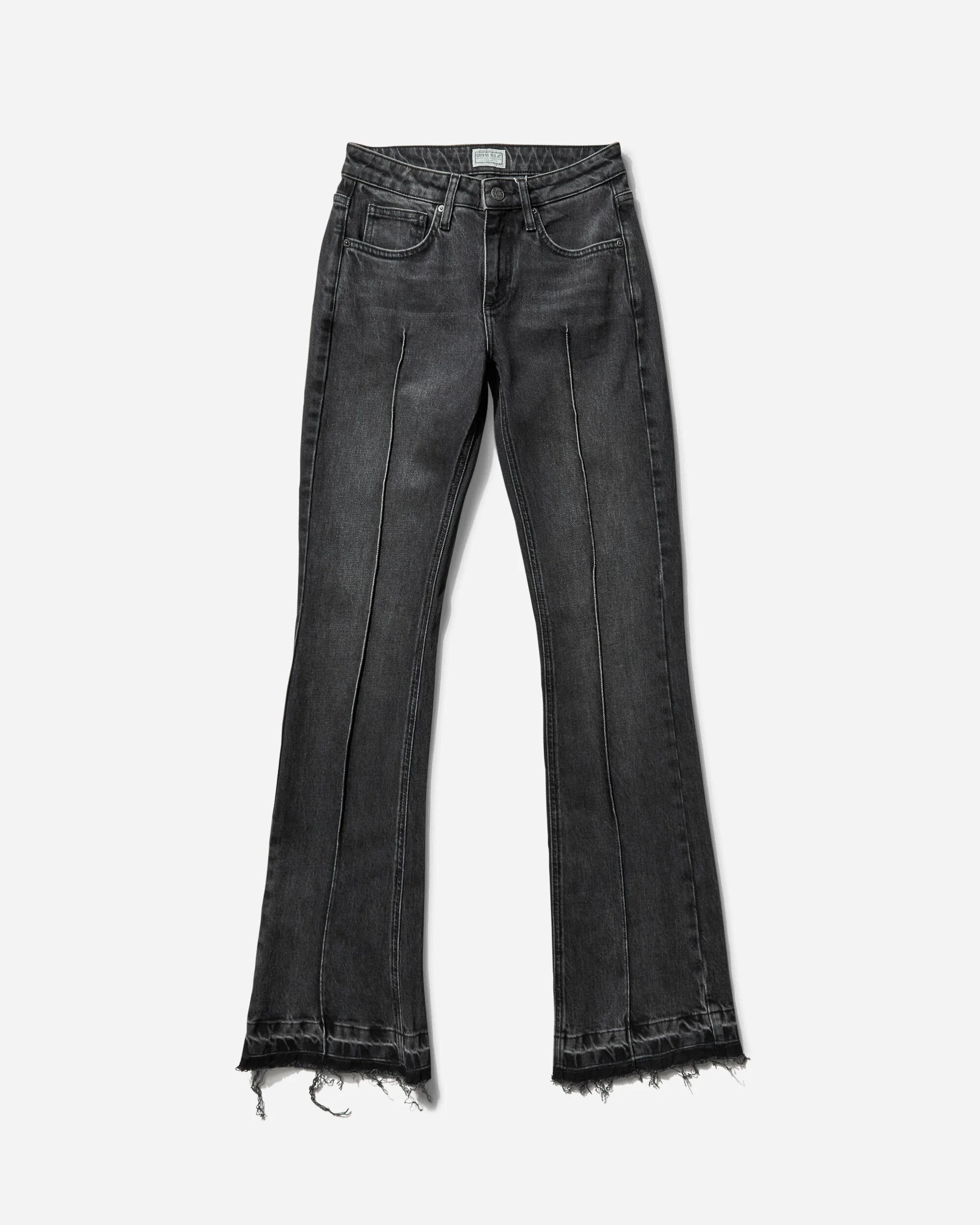 Women's Flare Denim Pants Used Sanded Black Wash - 1