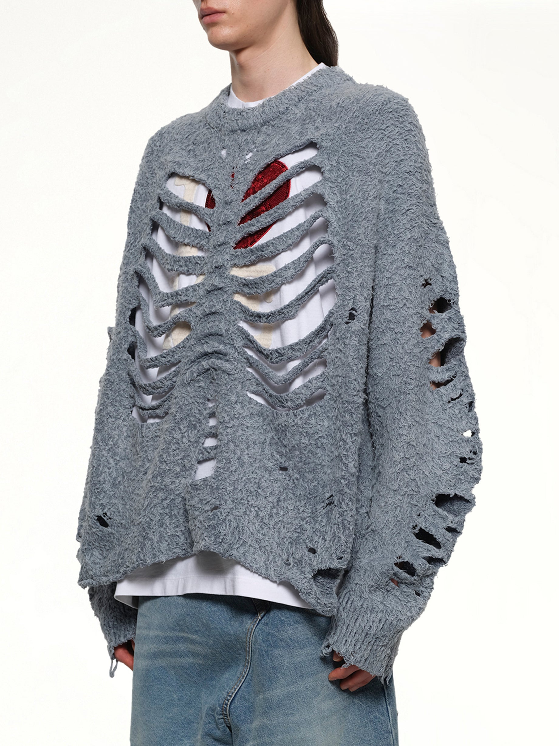 Ribcage Knit Pullover in Blue - 3