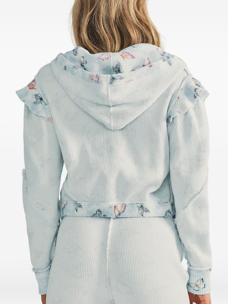 ruffled-detail butterfly-print hoodie 3