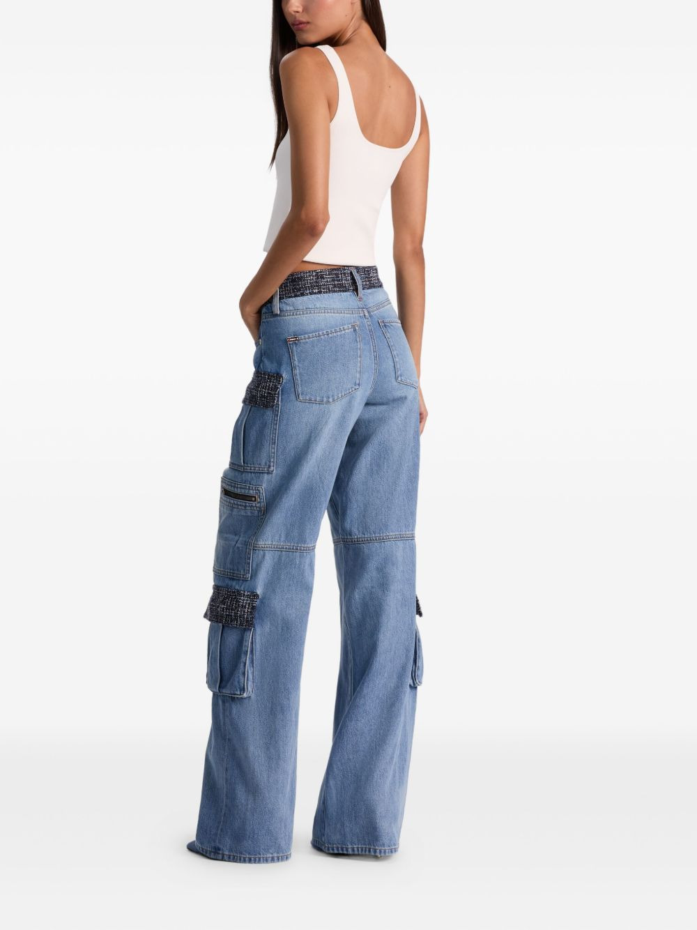tweed-panel cargo jeans - 3