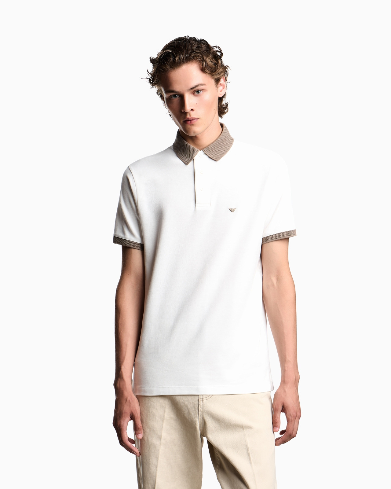 PIQUÉ POLO SHIRT WITH CONTRASTING KNIT TRIM - 4