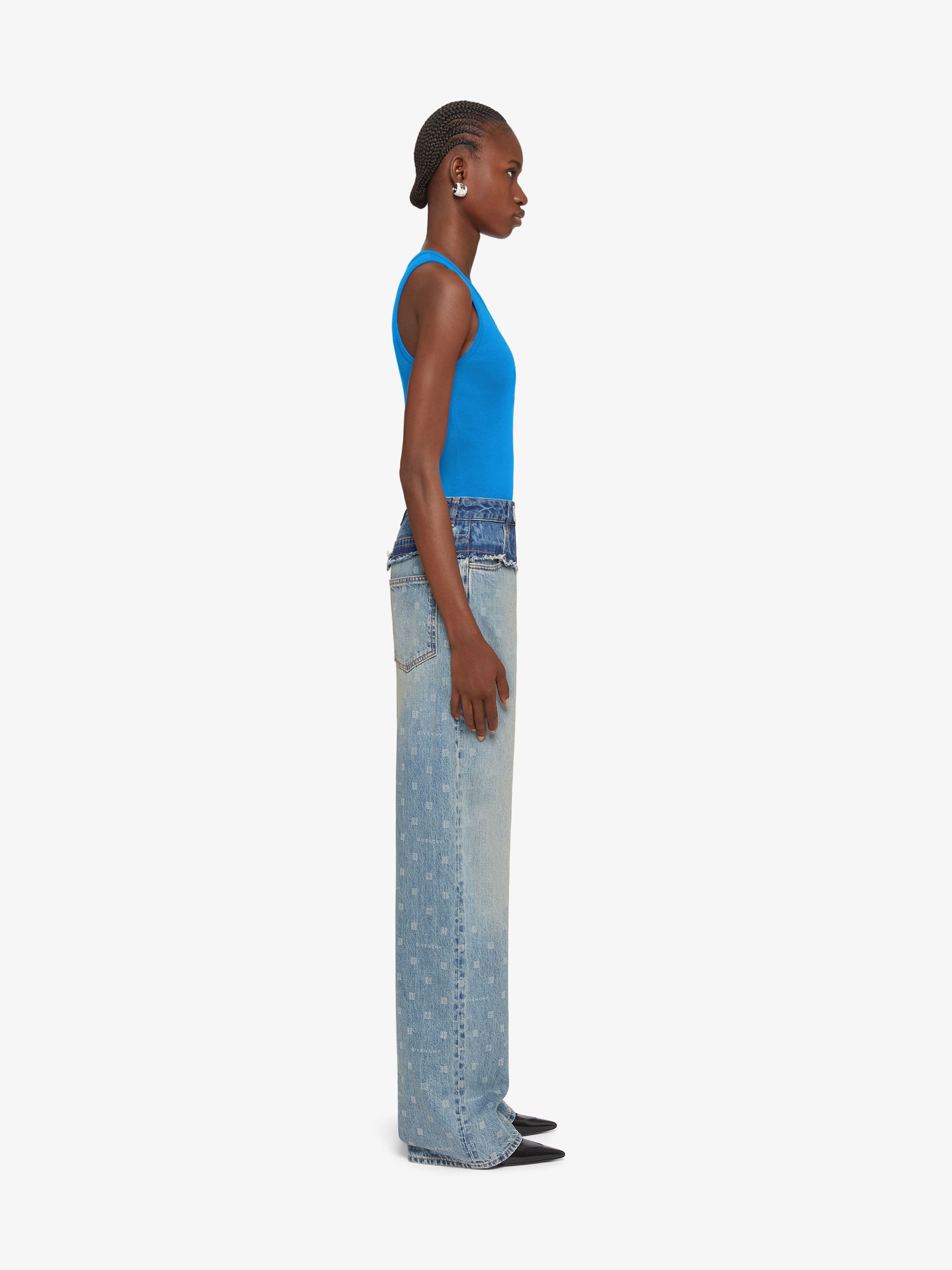 SLIM FIT TANK TOP IN COTTON WITH 4G DETAIL - 3