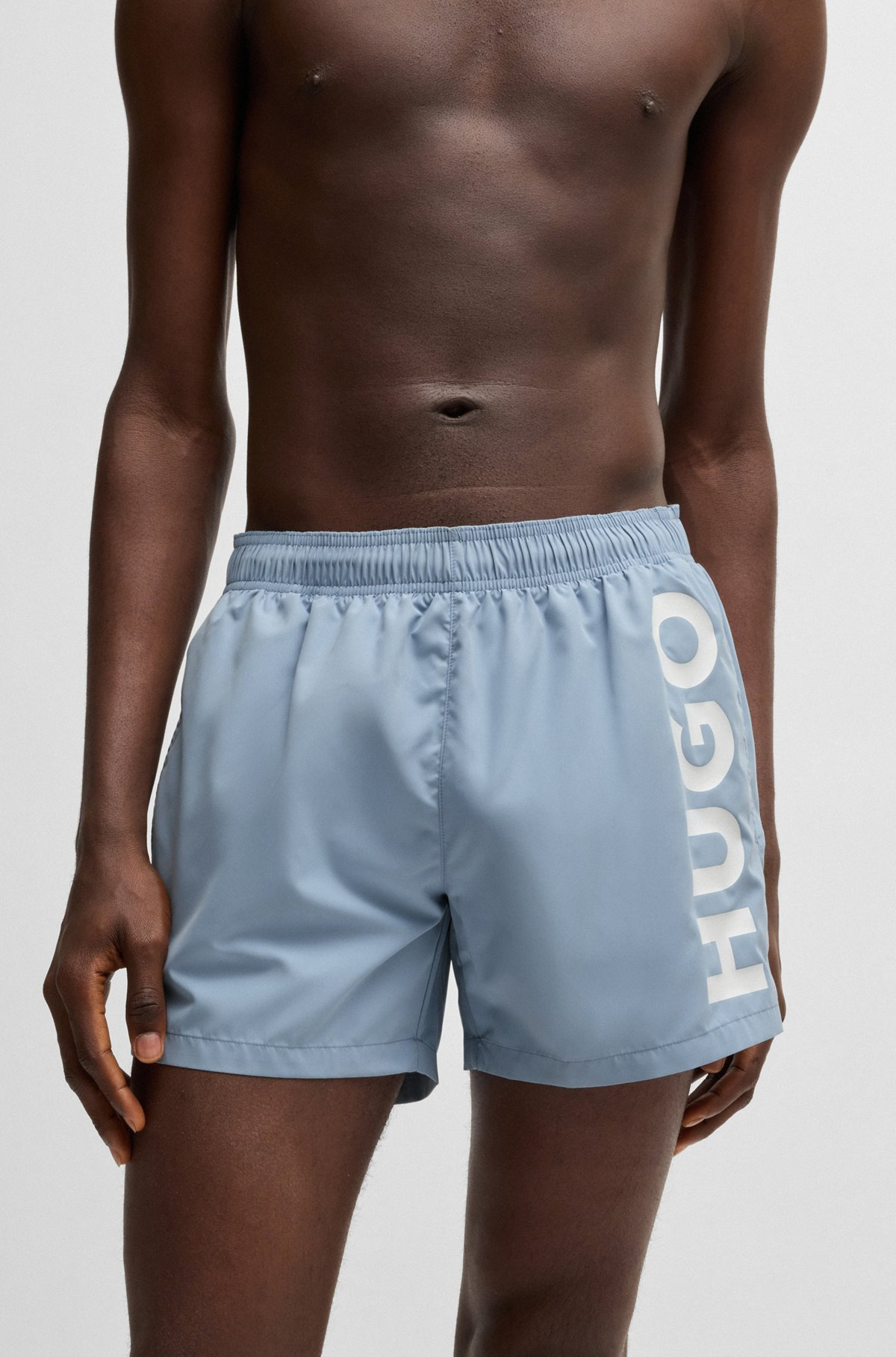 QUICK-DRY SWIM SHORTS WITH VERTICAL LOGO PRINT - 3