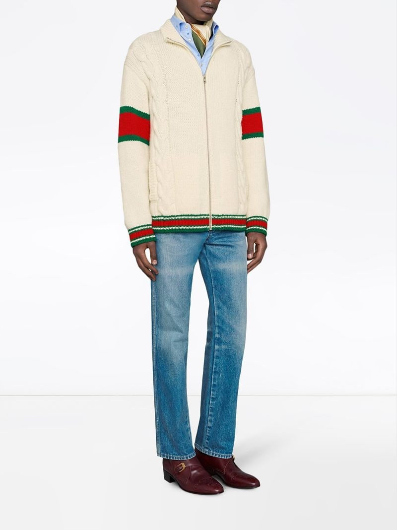 GUCCI cable-knit bomber jacket outlook