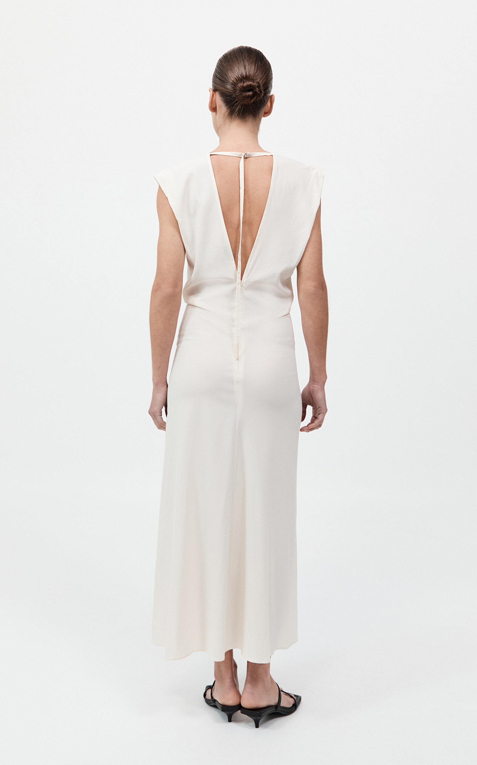 Draped Crepe Maxi Dress off-white - 7